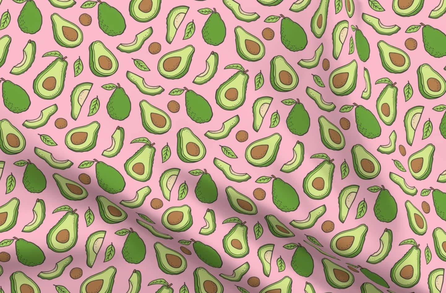 Spoonflower Fabric - Avocado Pink Vegetable Fruit Food Summer Nature Printed on Petal Signature Cotton Fabric Fat Quarter - Sewing Quilting Apparel Crafts Decor