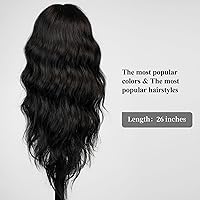 Vista 81 de HAIRCUBE Peluca de color marrón a rubio con flequillo para mujer, peluca de cabello largo ondulado marrón y rubio, pelucas sintéticas rizadas