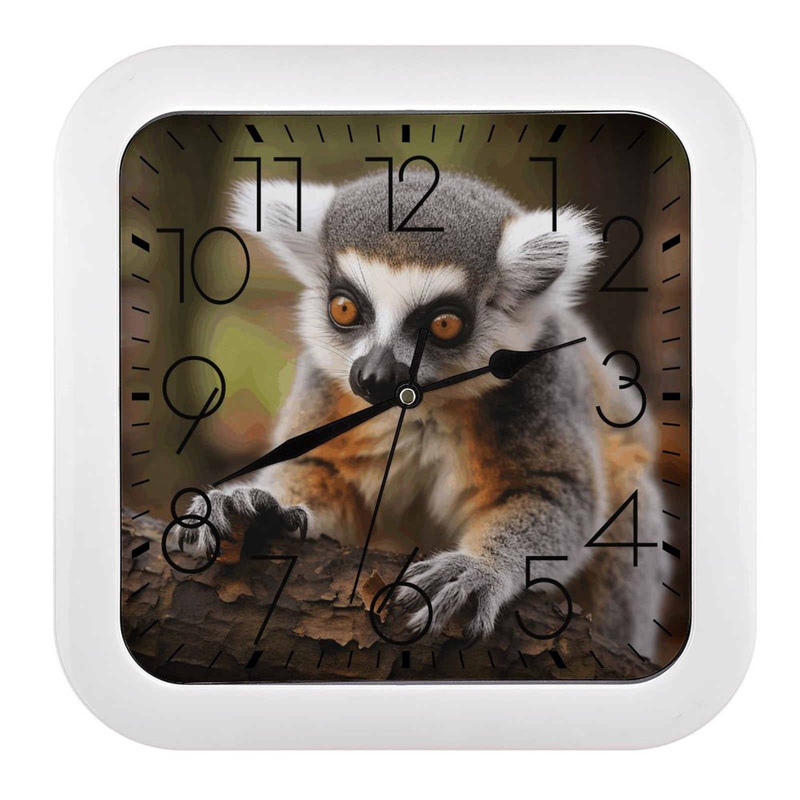 Horloge sans tic tac singe lemurien pour retrouver le calme au bureau