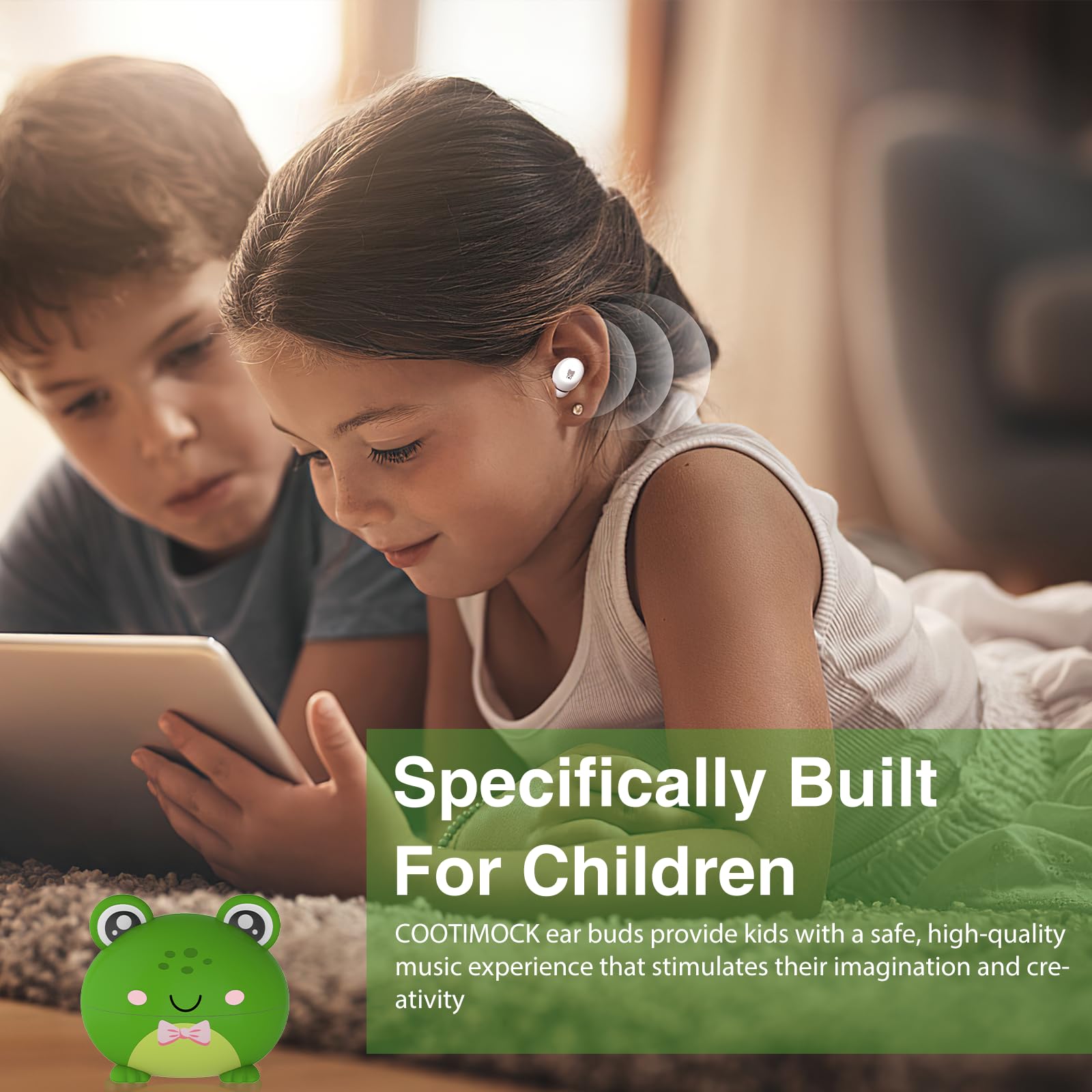 Cuffie per Bambini, Cuffie Bluetooth 5.3 per Bambini con Limite di Volume di 85dB, Impermeabile IPX6, 30 Ore di Riproduzione, Hi-Fi Stereo con Microfono per Bambino e Bambina, Verde