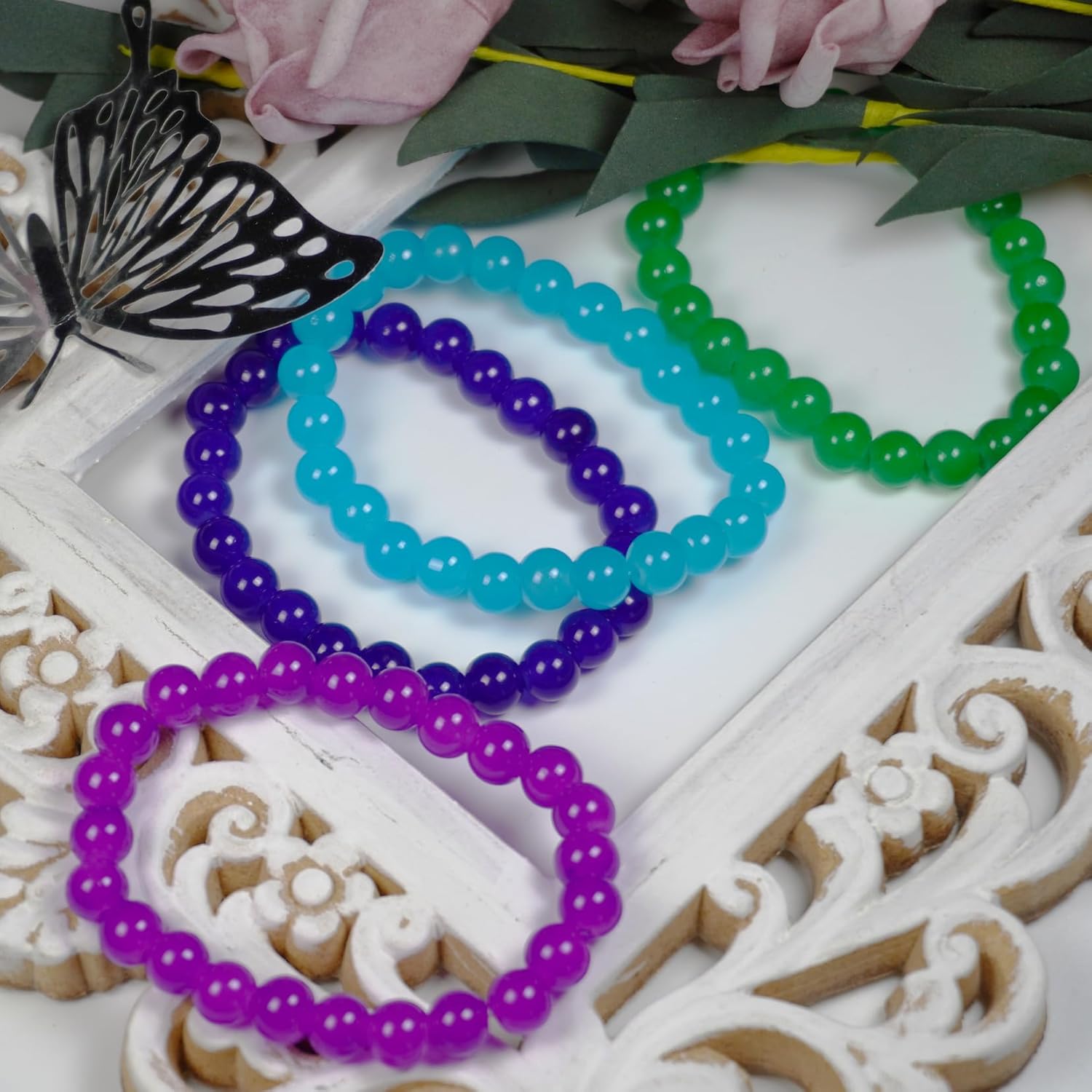 Jabrand Navy Blue Glass Beads Bulk, 8mm Glass Beads for Barcelet and Jewelry Making DIY Crafts (360pcs) - Image 6