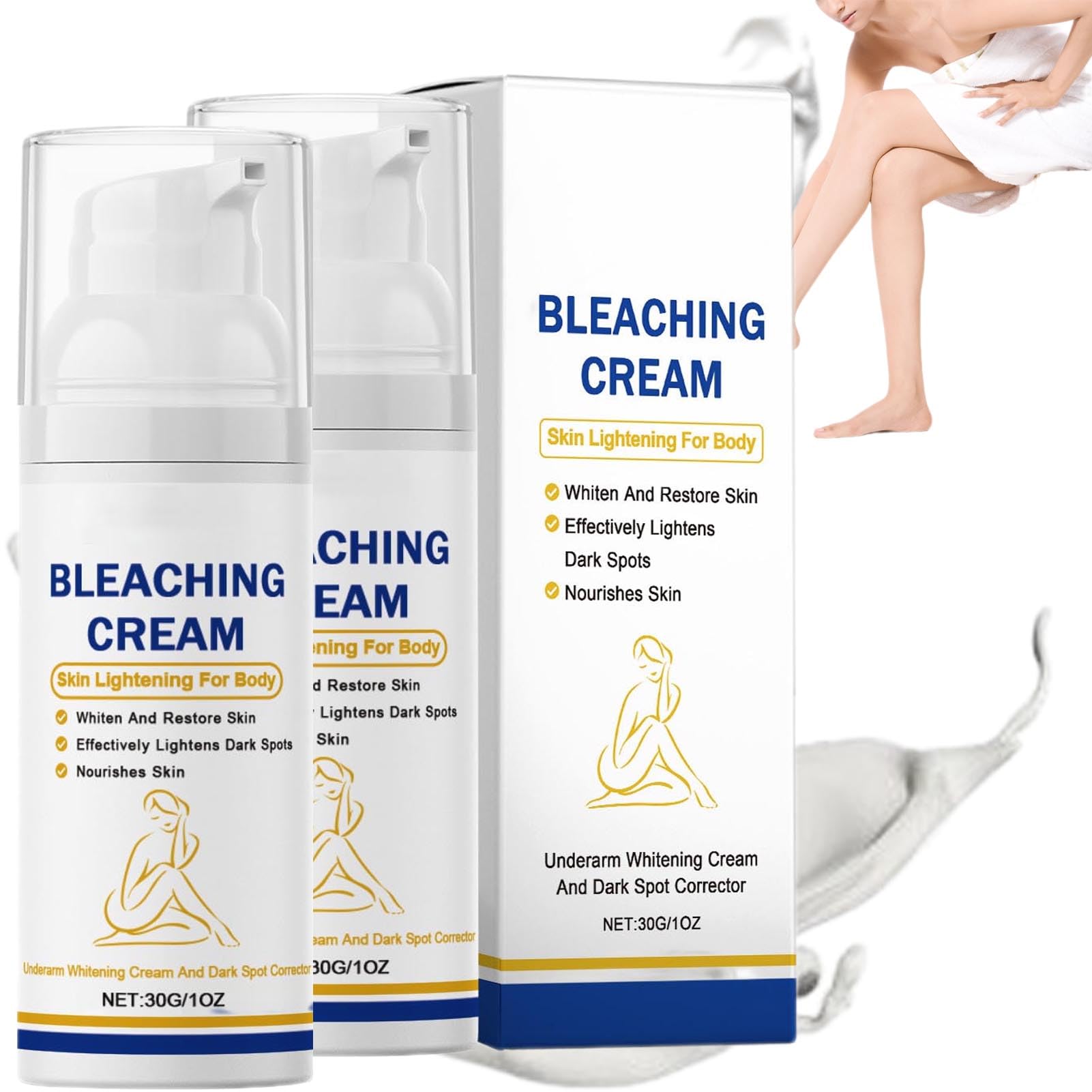 Mad White Underarm Cream, VC Antioxidant Skin Lightening Cream, Summer Whiten Moisturizer Lotion For Dark Underarms, Knees, Elbows & Bikini Line Intimate Areas (2)