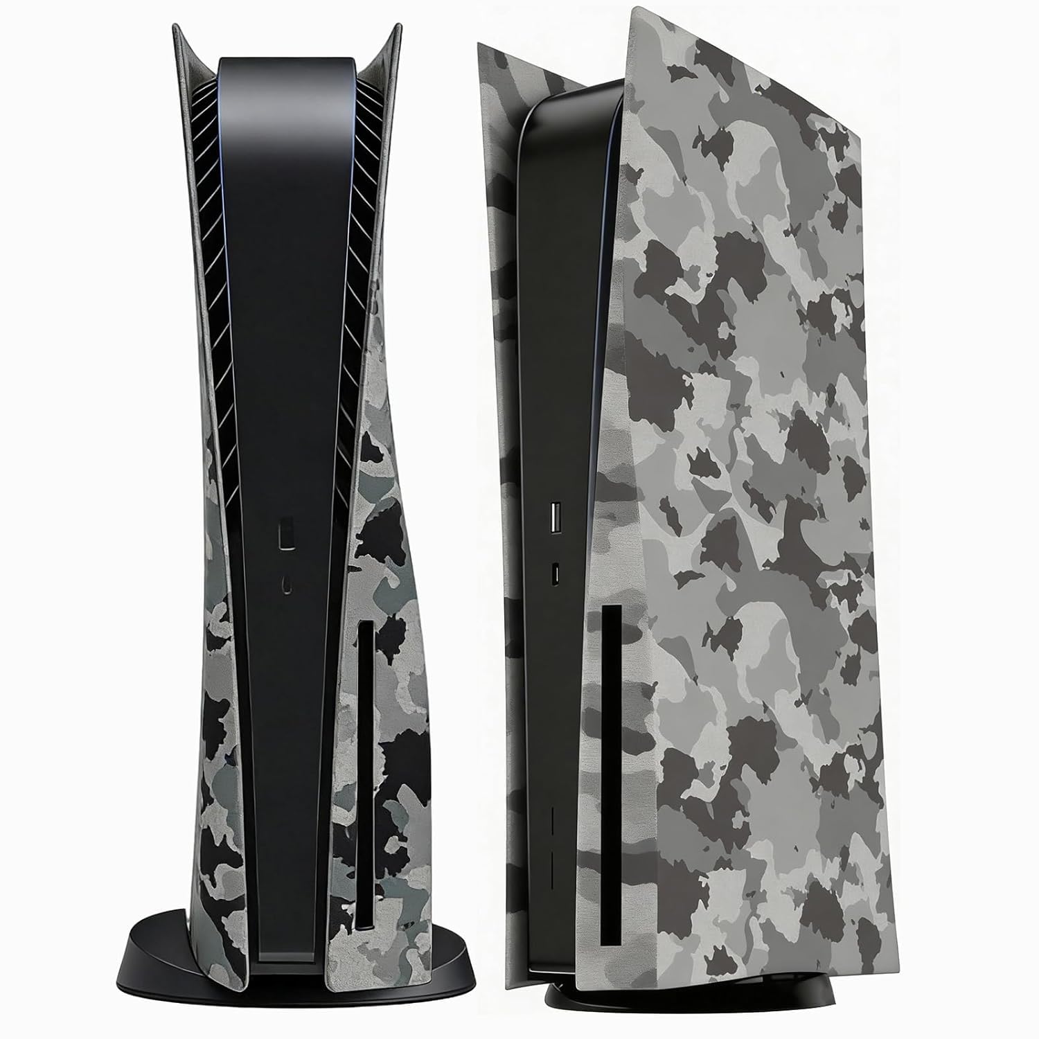 arVin Placa lateral de repuesto para PS5, cubierta de repuesto para consola PS5 versión disco, accesorios a prueba de polvo para consola PS5, funda ABS (camuflaje, versión de disco)