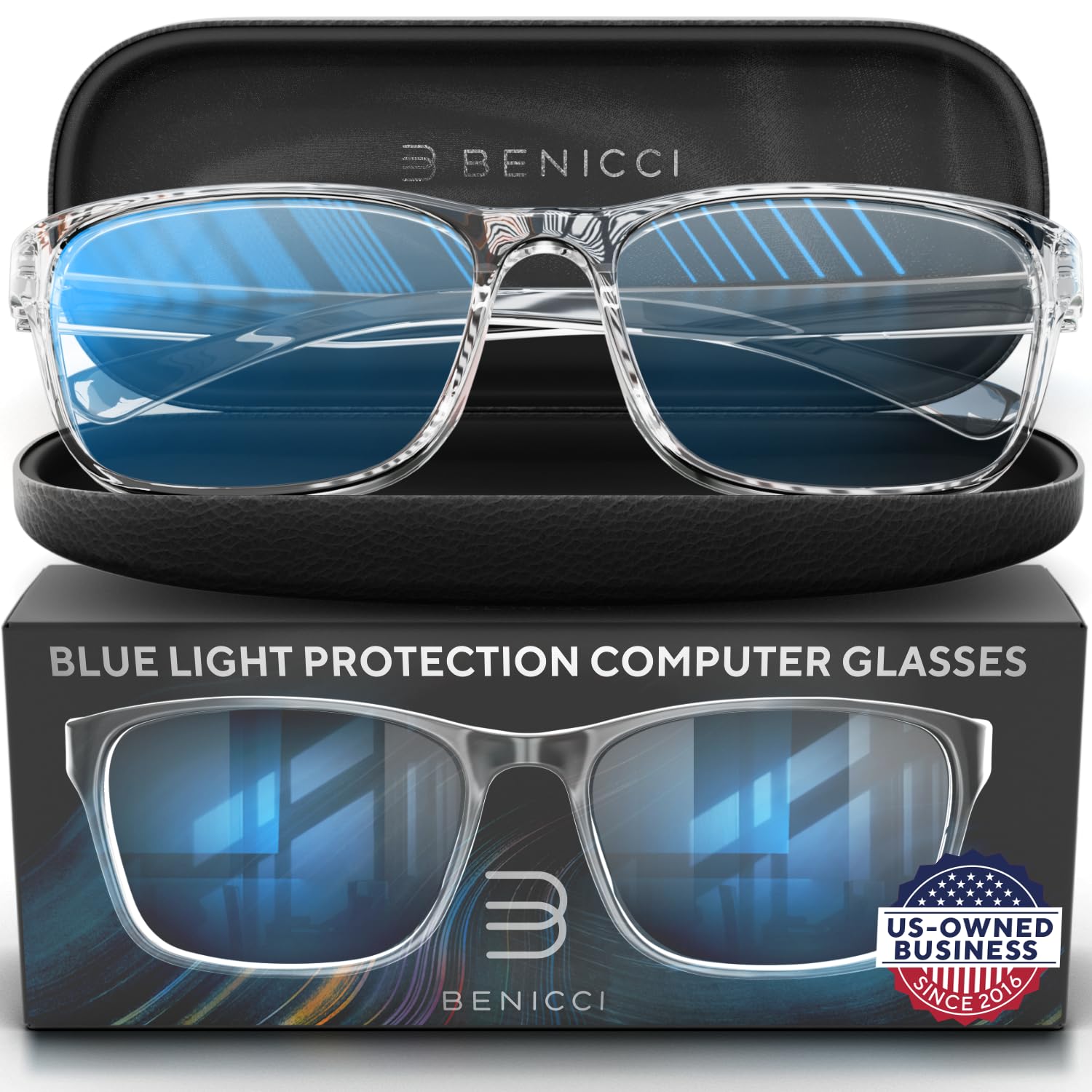 Elegantes lentes de bloqueo de computadora de luz azul para hombres y mujeres, alivian la fatiga ocular digital, los ojos secos, los dolores de cabeza y la visión borrosa, bloquean instantáneamente el