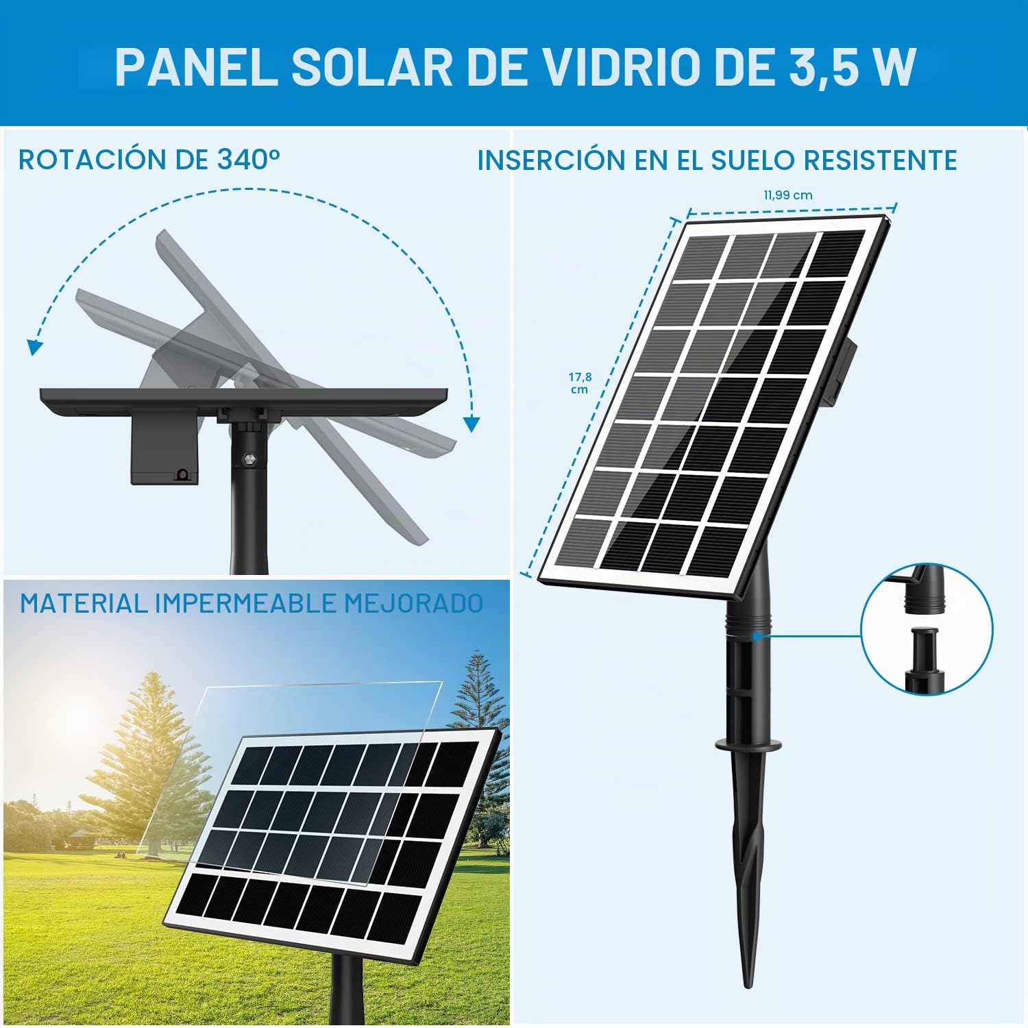 SZMP Fuente Solar Jardin Exterior 3.5W con Baterías 2000mAh,2025 Nuevo 16.4ft Cable Bomba de Agua Solar,Solar Fuente con 8 boquillas para Estanque de Jardín Fuente,Baño para Pájaros,Decorativas