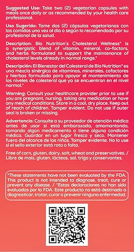 Miniatura 4 de Bio Nutrition, Colesterol Wellness, 60 Cápsulas