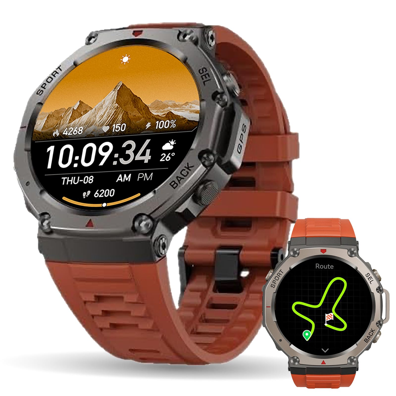 Reloj Inteligente GPS Frecuencia Dual con Mapas Offline, 1.43" AMOLED, Llamadas Bluetooth y Altavoz, +170 Modos Deportivos, Monitor Cardiaco SpO2 24/7 Batería hasta 15 Días Resistente al Agua (Negro)