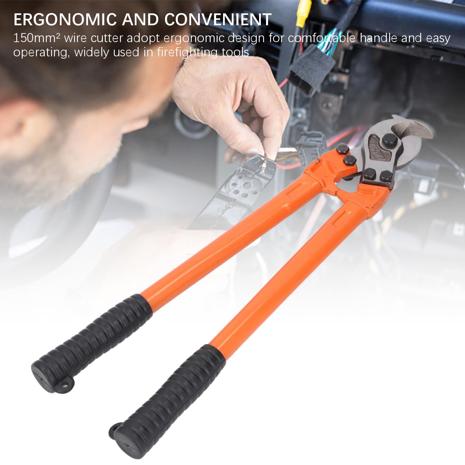 Yosoo Health Gear Kabelschneider 150 mm², 18 Zoll, Elektrostahldraht-Schneidzange, Handwerkzeug aus Kohlenstoffgehalt mit Langem Griff für Aluminiumkabel und Kupfer
