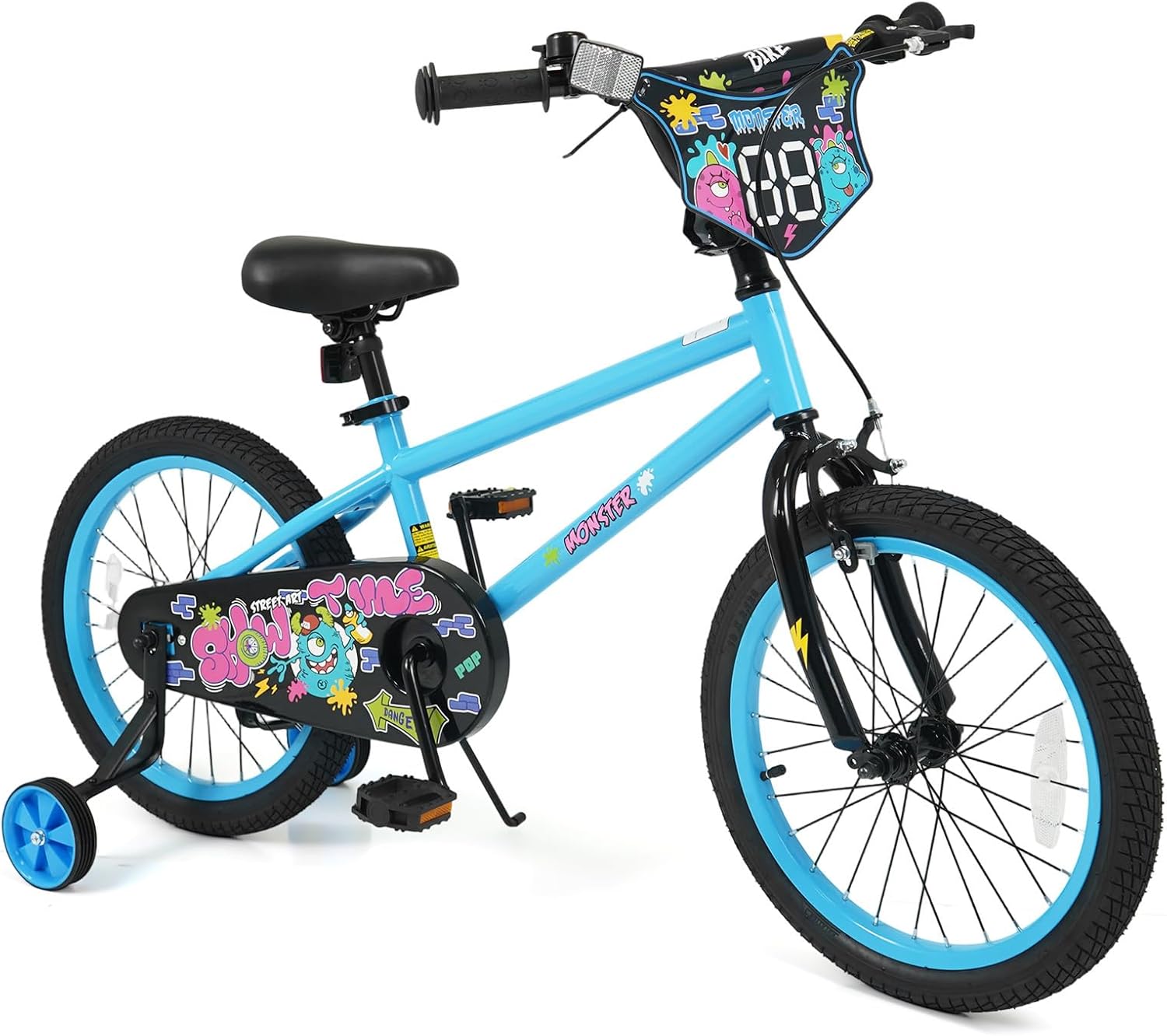 BABY JOY Kids Bike, 12 14 16 18 Inch Children Bicycle with DIY Design, Training Wheels, Dual Brakes and Adjustable Seat, Girls Boys Bike for 3-8 Years Old