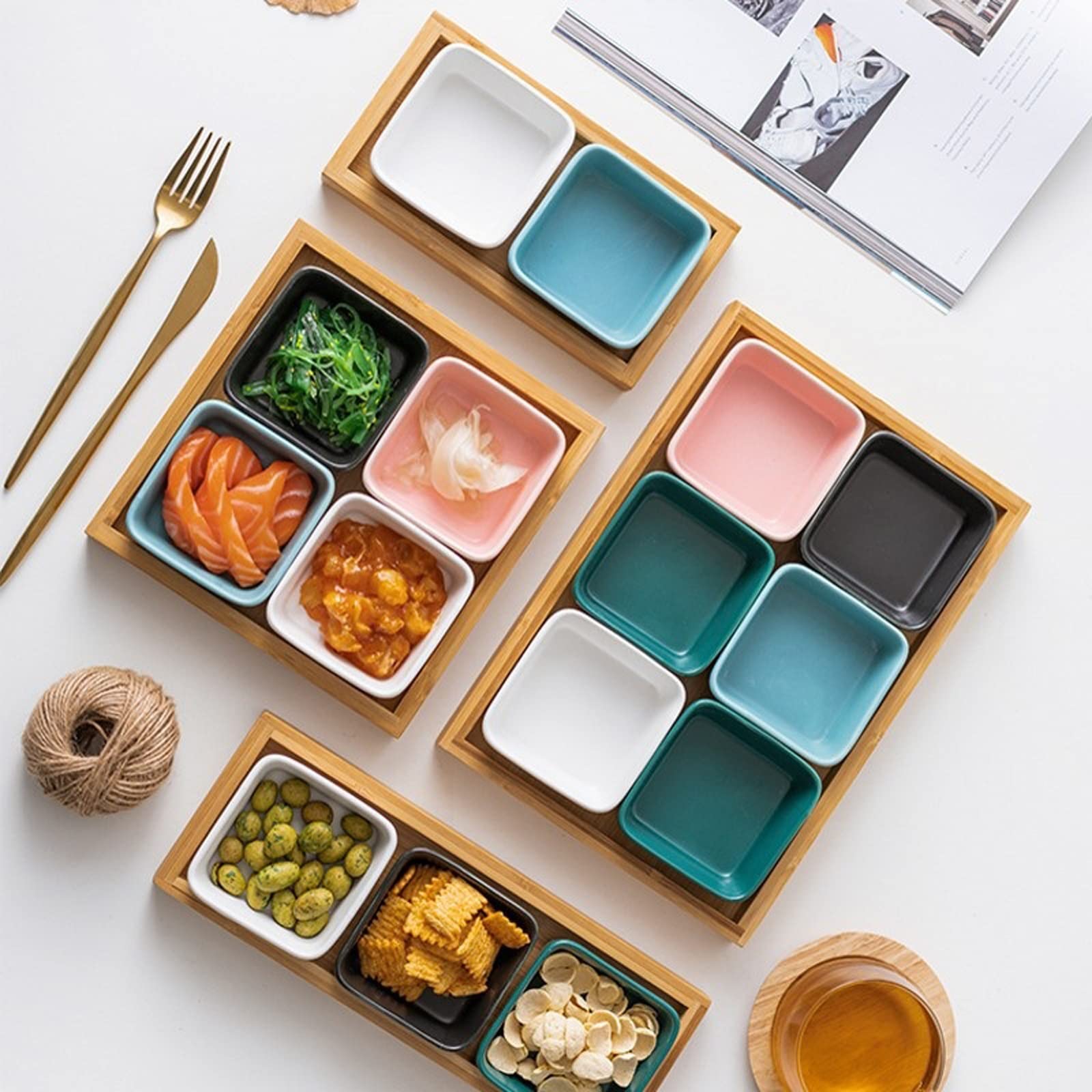 Ciotoline per aperitivo Nordico condimento Piatto Ceramica Quadrata Snack Snack assortimento assortimento di Snack for Uso Domestico Piatto Caldo salata Piatto Piatto Dessert Piatto Ciotole per Salse