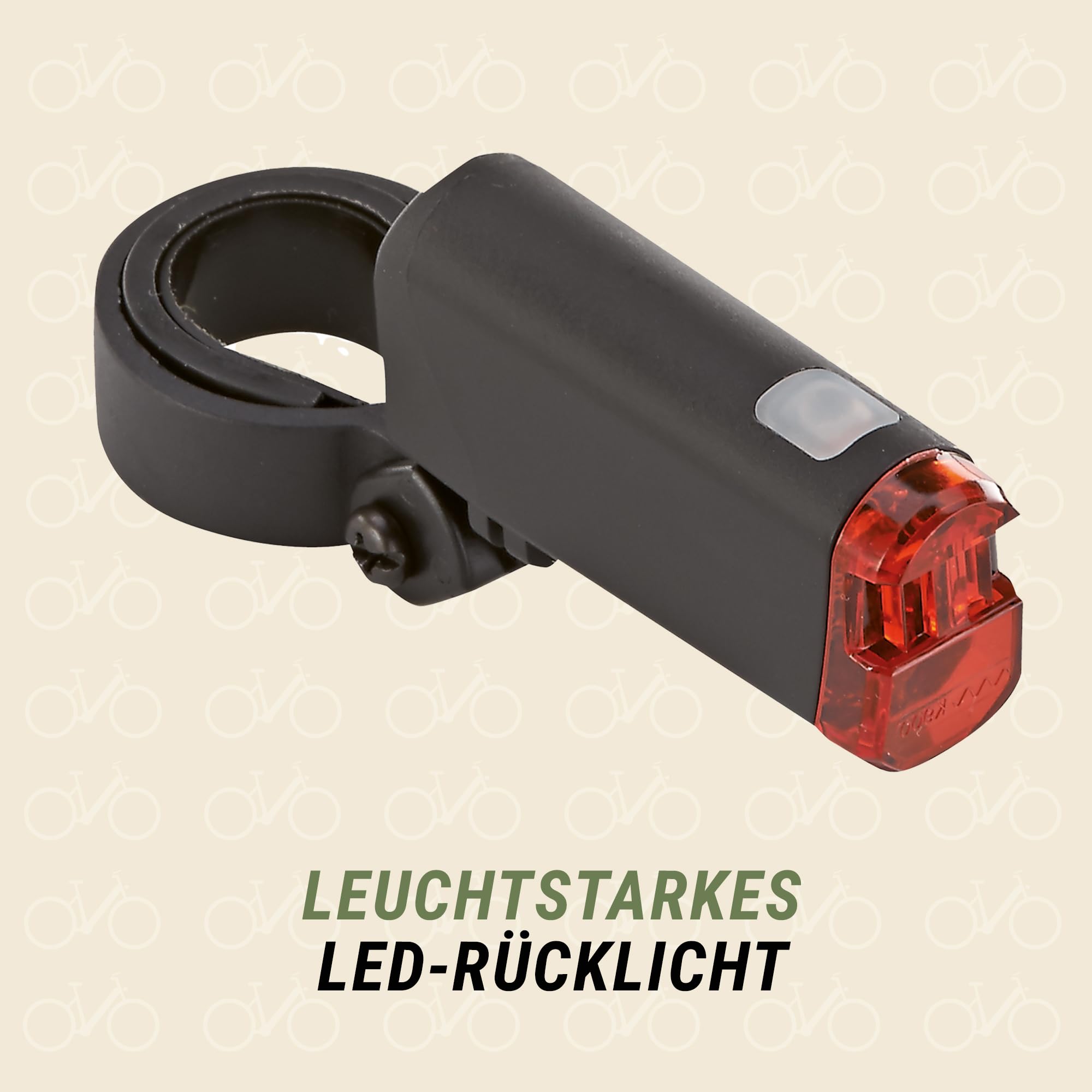 Prophete Oświetlenie rowerowe – reflektor LED 15 luksów i tylne światło LED, łącznie z materiałem mocującym