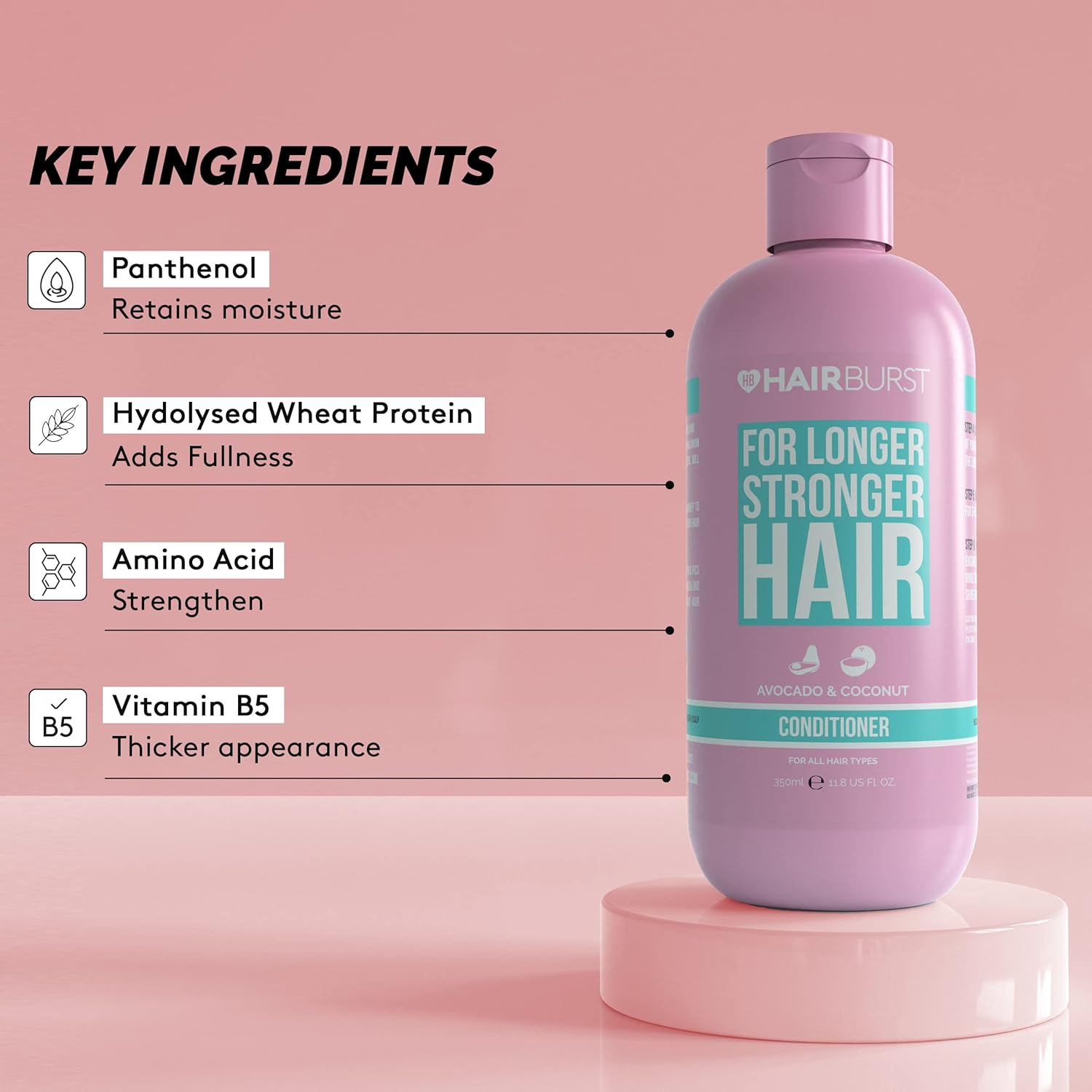 Hairburst Hair Growth Conditioner For Woman - Reduces Hair Loss - Strengthens Existing Hair Growth - Contains No SLS and Parabens - Coconut and Avocado Aroma - New Bigger Bottles 350ml : Beauty & Personal Care