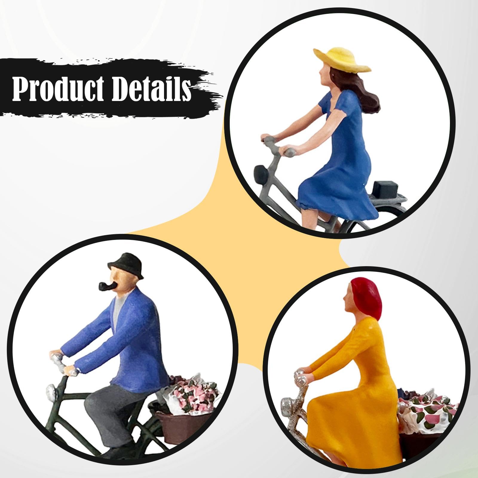 Set di 4 Miniature di Ciclisti in 1/64, Personaggi in Miniatura per Decorazione da Scrivania, Modellini di Uomini E Donne.