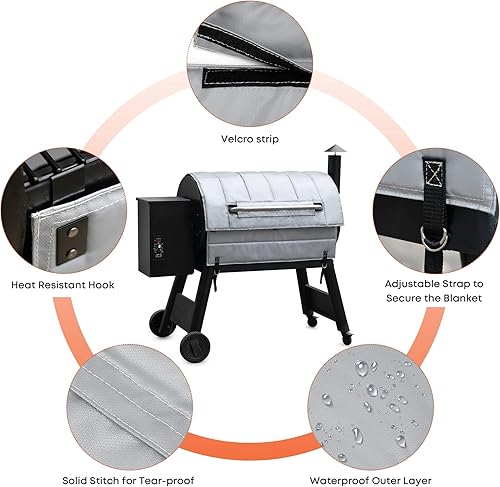 Miniatura 5 de Stanbroil Manta aislante para parrilla Traeger 34 Series y Texas Grill, mantiene un mejor control de temperatura, usa menos combustible y pellets