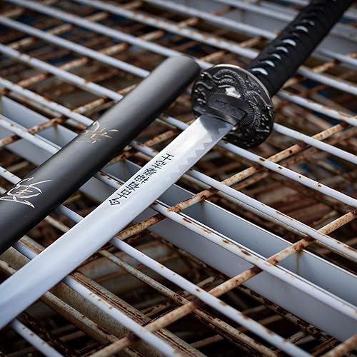 Miniatura 4 de BladesUSA - Espada de lealtad valor y moralidad con código samurái bushido tallado a mano en la vaina incluye soporte de exhibición - SW-319