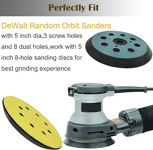 Miniatura 5 de Paquete de 2 almohadillas de lijadora de repuesto de 5 pulgadas y 8 agujeros para cable Porter 343, 343k, 390, 390K, 382, 343VSK - Almohadilla de