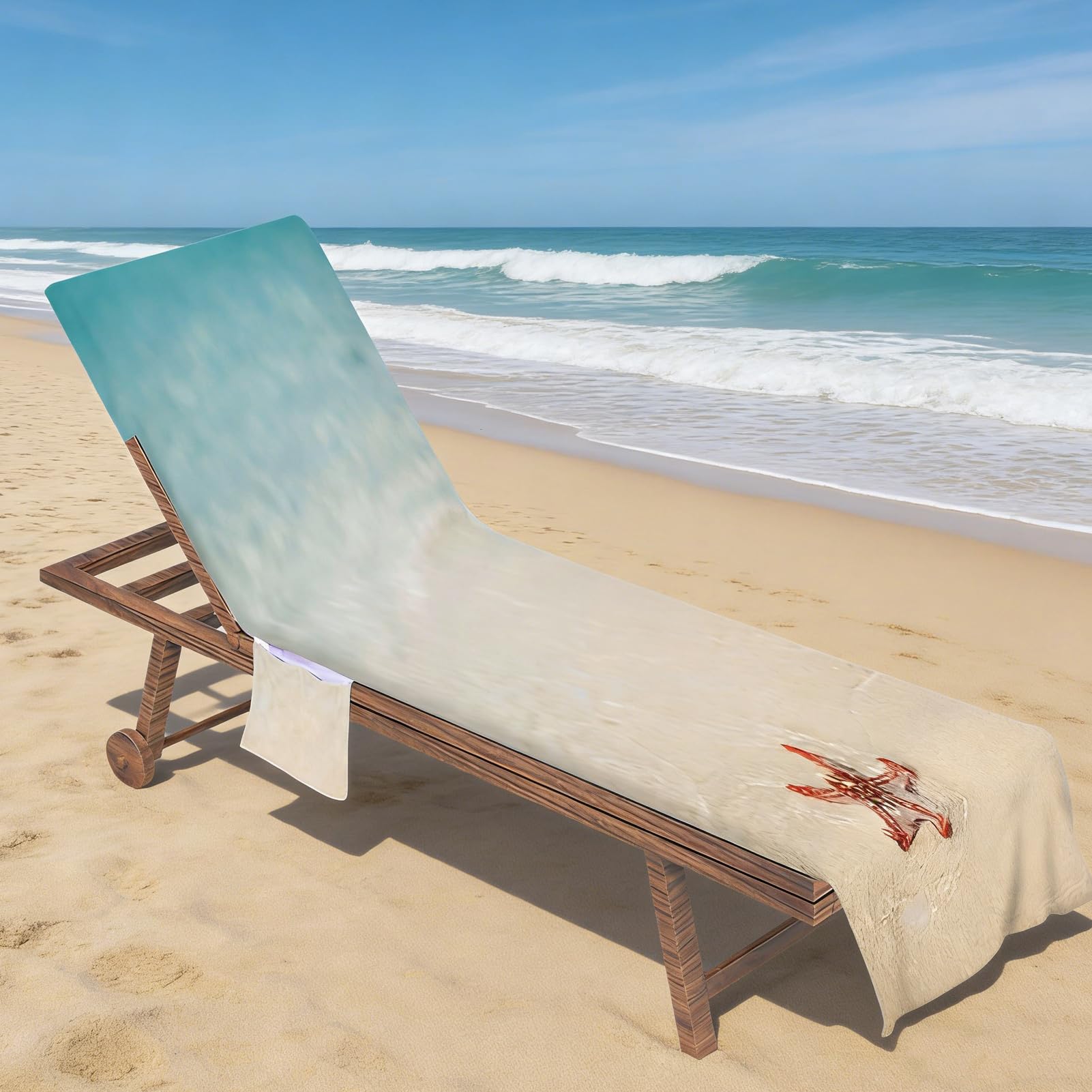 Ręcznik plażowy na krzesło, z kieszenią, mikrofibra, szybkoschnący
