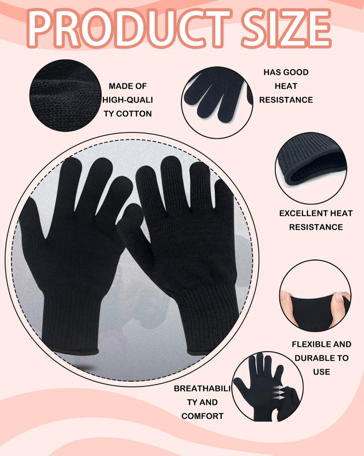2-teiliges Set professionelle hitzebeständige Handschuhe, professionelle hitzebeständige Handschuhe für das Haarstyling, hitzebeständige Handschuhe für Lockenstäbe, Haarglätter