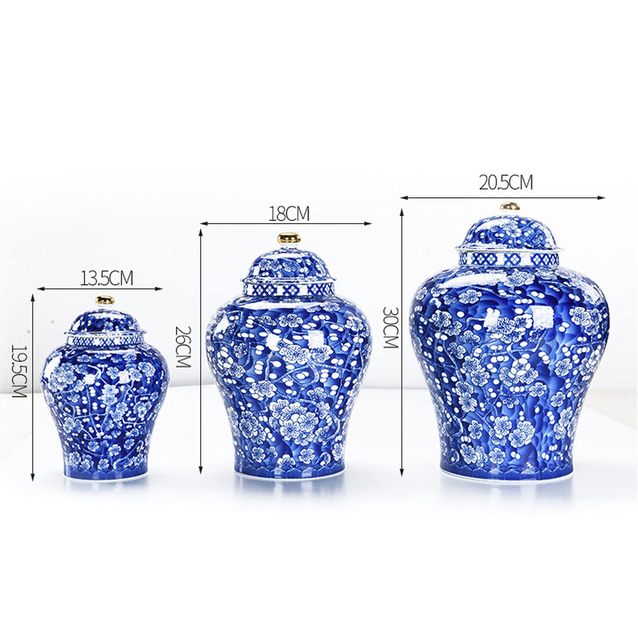 DKULMN Barattoli Decorativi, Barattolo di Porcellana Blu e Bianco con Coperchio, Scatola portaoggetti in Ceramica Cinese Antica Porcellana Blu e Bianca, Perfetto per Qualsiasi Stanza della Tua casa,S
