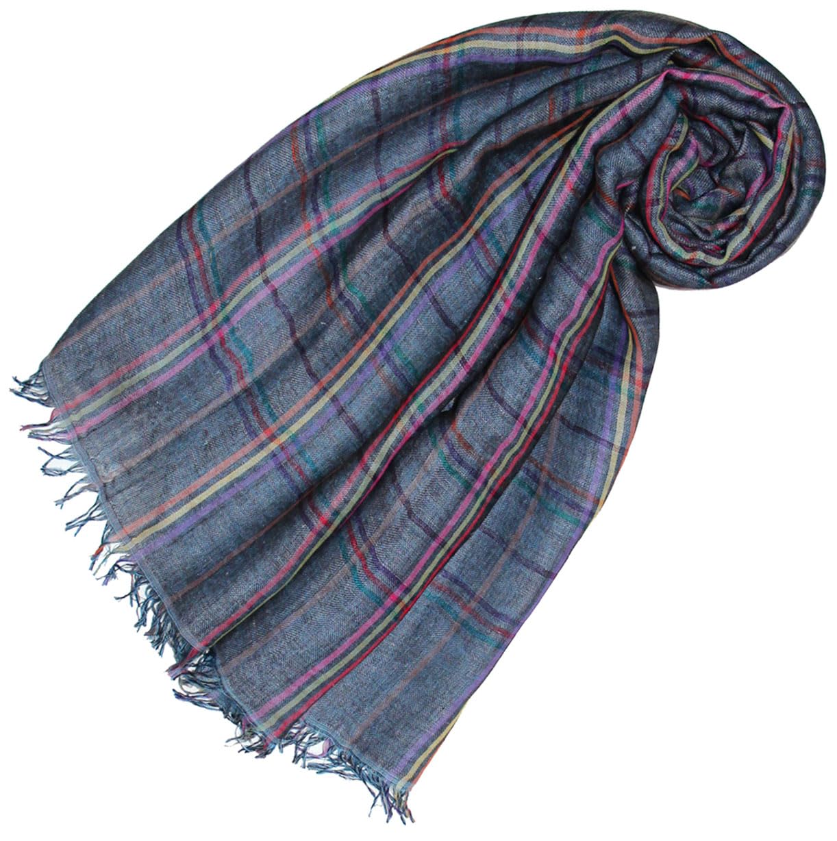 Lorenzo Cana Herrenschal Leinenschal Wendeschal Double Face 100% Leinen 55 x 190 cm Naturfaser Bunt Hellblau Mehrfarbig 7868911