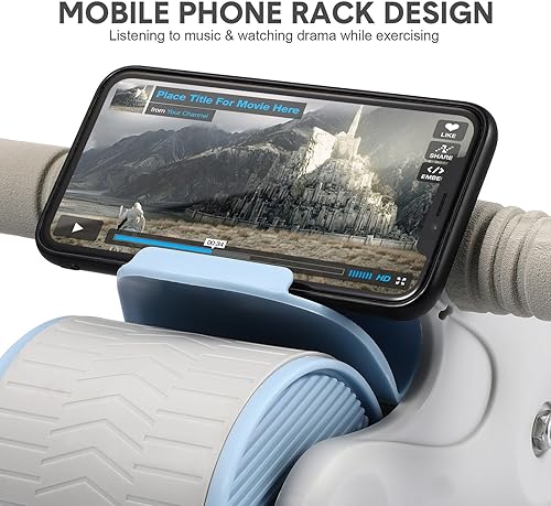 Miniatura 7 de Rueda de rodillo abdominal de rebote automático con ruedas dobles ampliadas, rodillo de ejercicio abdominal silencioso antideslizante con soporte