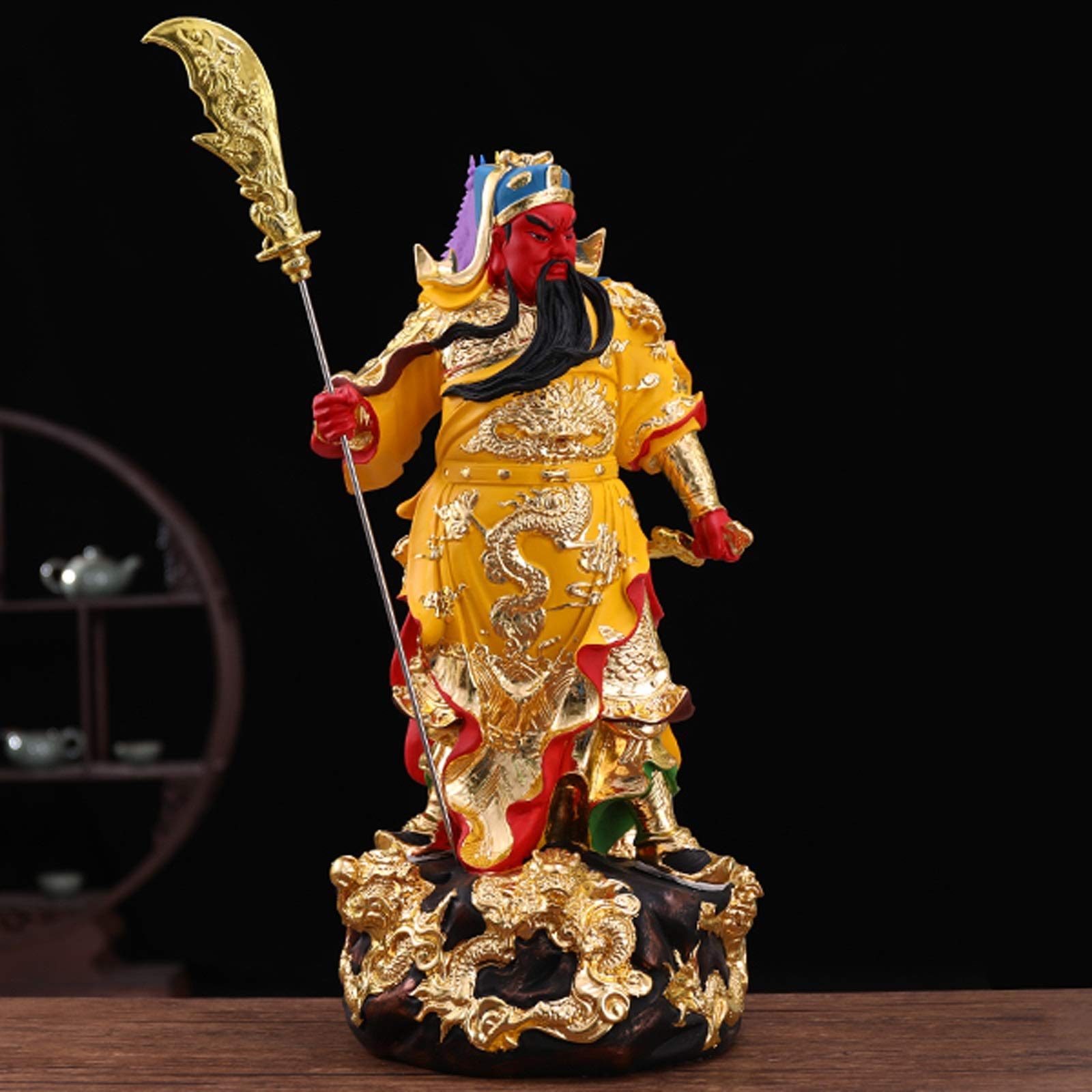 Statue di Buddha Lifeelike Guan Gong God of Wealth Statue 19-Pollici Cinese Feng Shui Guan Yun Chang Statue Home Shop Office Lucky Buddha Statua Feng Shui Regalo Decorazione Feng Shui