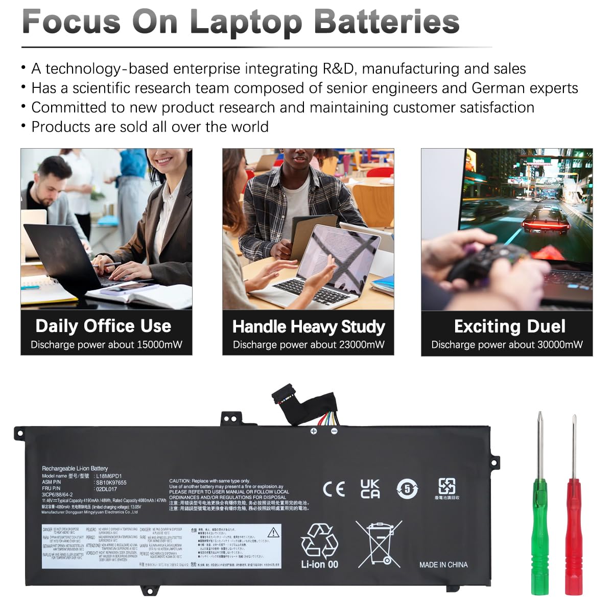 L18M6PD1 L18C6PD1 Batería para Lenovo ThinkPad X13 1st Gen (2020) X390 X395 Series L18D6PD1 L18M6PD2 02DL020 02DL019 02DL018 02DL017 SB10K97658 SB10K97657 SB10K97656 SB10K97655 11.46V 48Wh