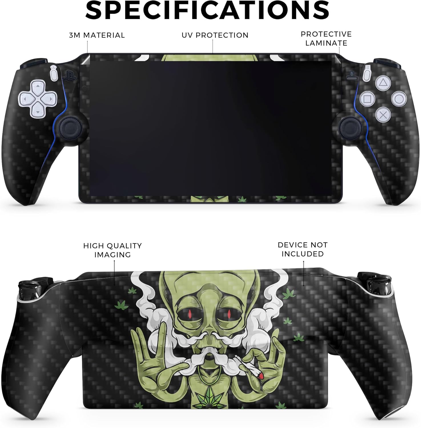 Carbon Fiber Gaming Skin Compatible with PS5 Portal Remote Player - Come in Peace - Premium 3M Vinyl Protective Wrap Decal Cover - Easy to Apply | Crafted in The USA by MightySkins
