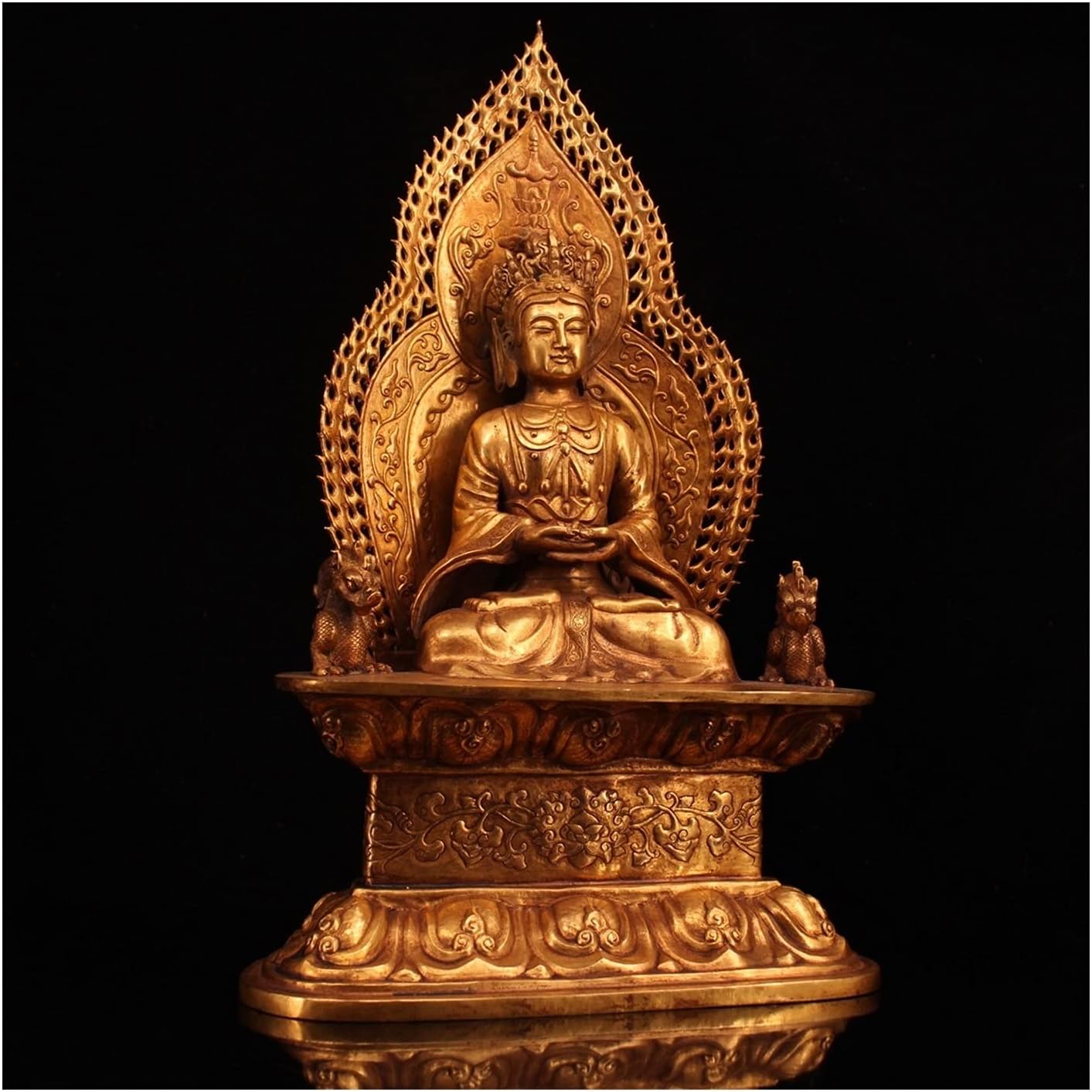 19インチ金銅本金仏教長寿座像?立って祀る(サイズ : A)