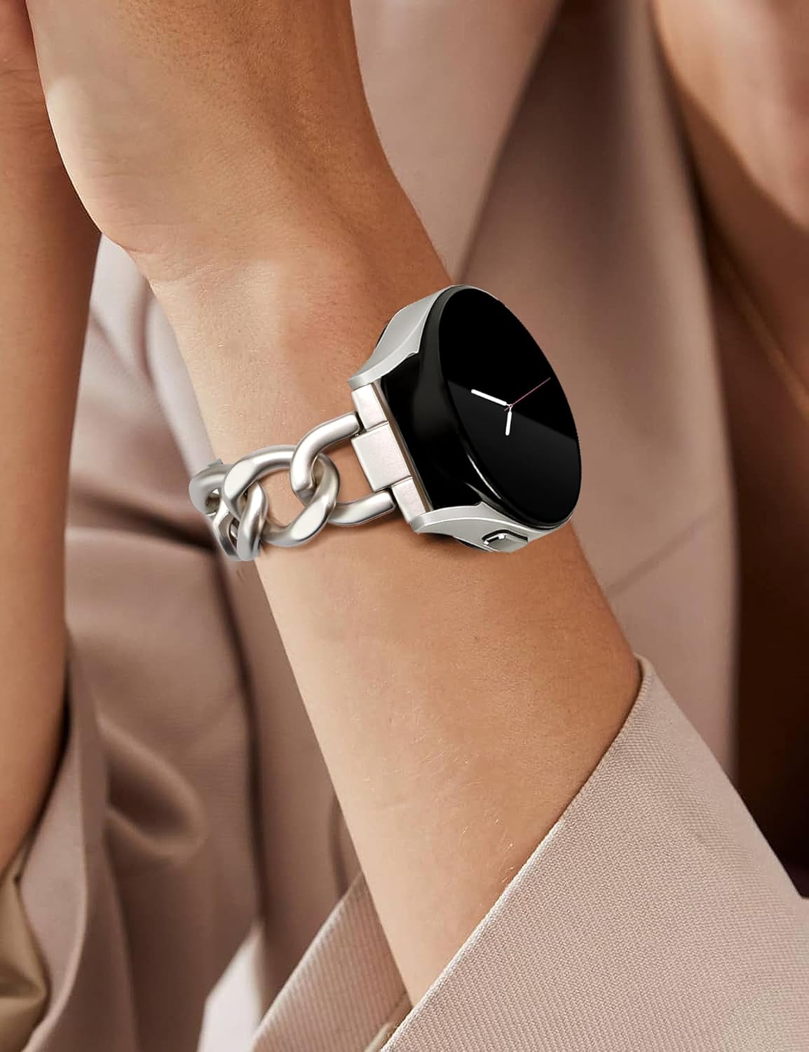 Gold Metal Bracelet Band Women 20mm Adjustable Single Chain Compatible with Samsung Galaxy Watch 7/6/5/4/Active 2/4 Classic/6 Classic/5 Pro/FE 40mm 42mm 43mm 44mm 45mm 46mm 47mm (No Case) - Image 9