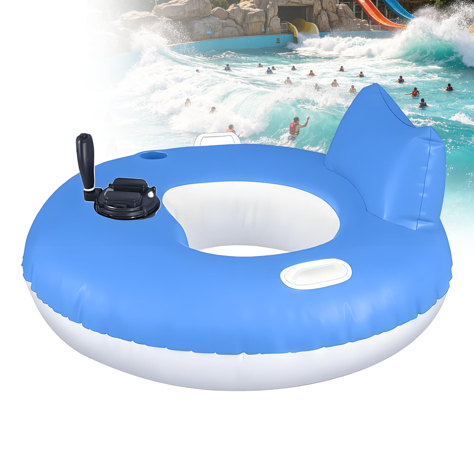 Motorized Inflatable River Run Tube For Adults, Electric Pool Float With Single/Dual Motor Options, 66W Power, Joystick Control, High Backrest For Summer Vacation Round