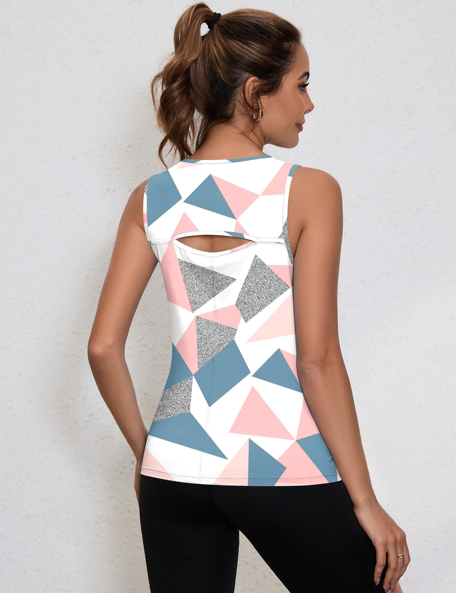 IECCP Camiseta deportiva para mujer, sin mangas, para yoga, fitness, deporte, cuello redondo, gimnasio, entrenamiento, correr, para mujer