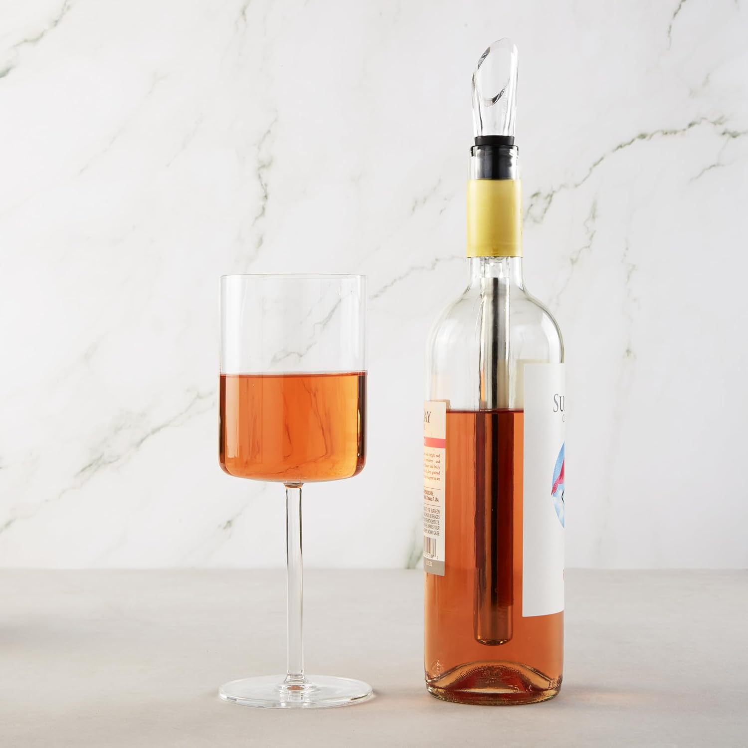 BergHOFF 6Pc Air Pressure Wine Opener with Chiller Pourer, Foil Cutter, Aerator Pourer, Vacuum Stopper Great for Gift