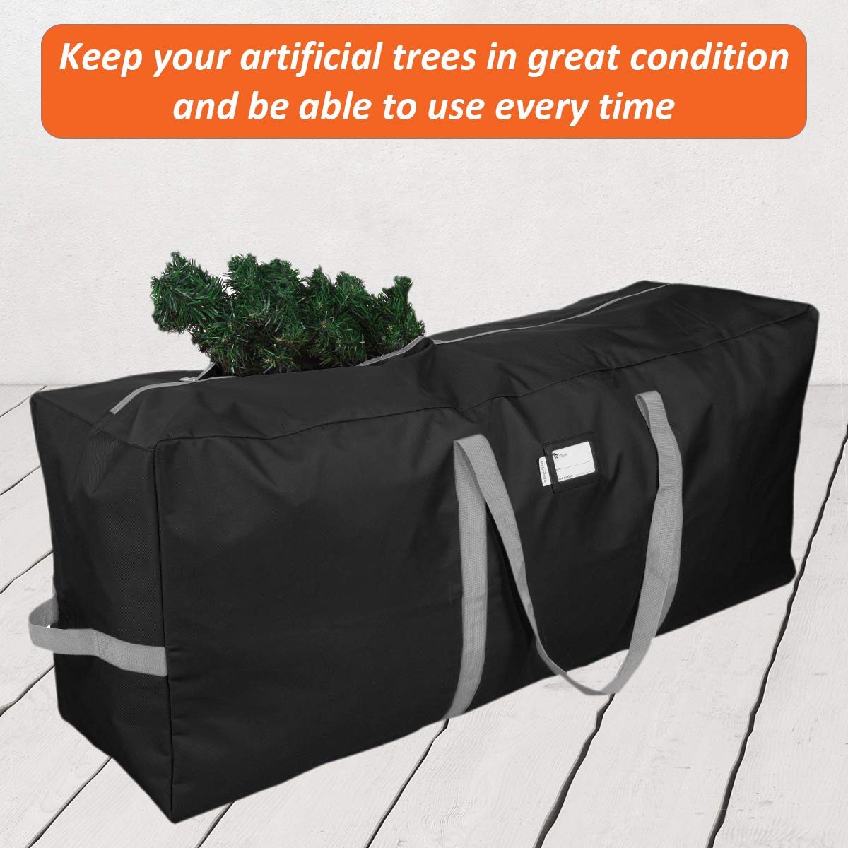 Sac de rangement pour sapin de Noël, convient aux arbres jusqu'à 2,7 m de haut démonté, 63,5 cm H x 50,8 cm l x 165,1 cm L, matériau Oxford 600D durable, récipient de rangement de Noël robuste