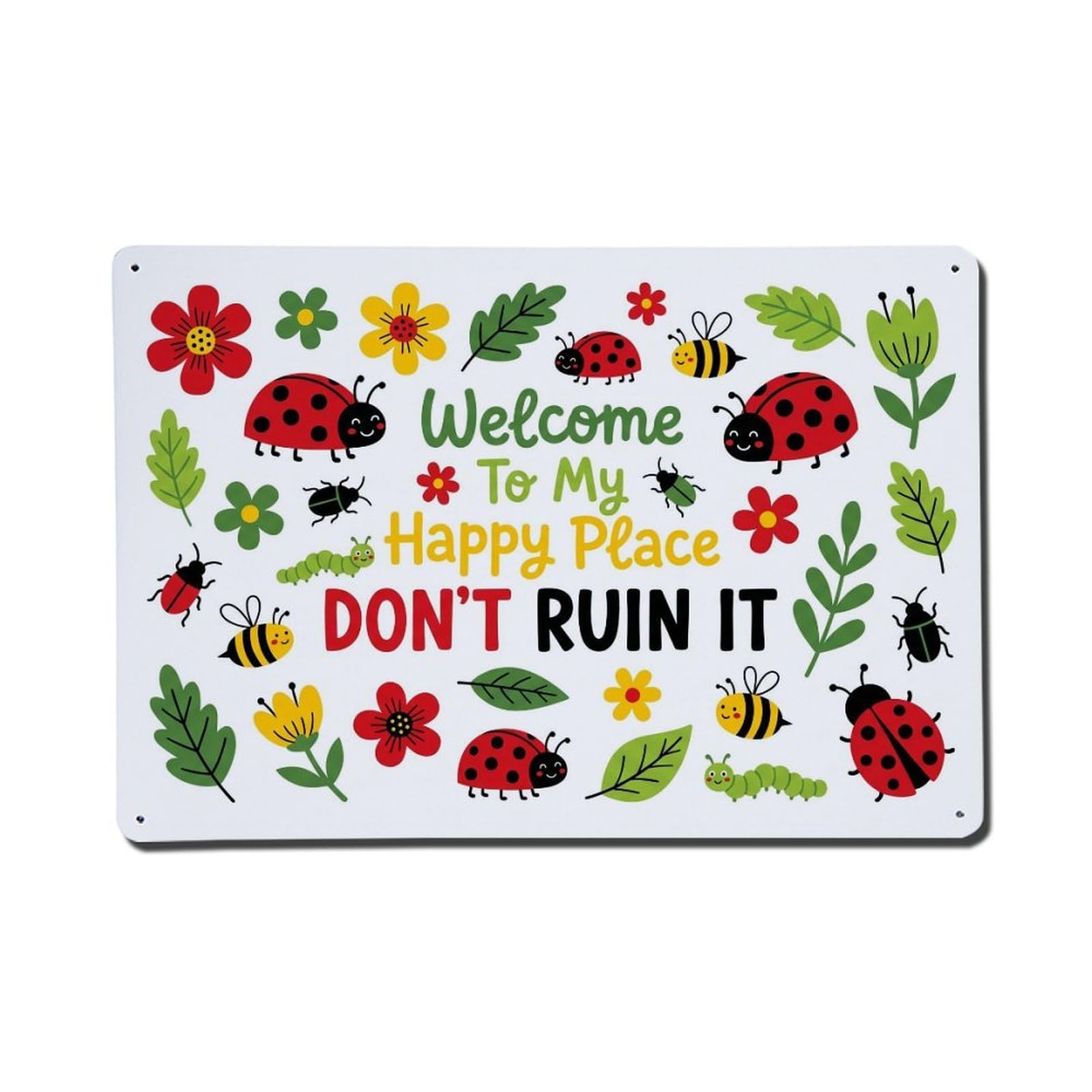 Ladybug Garden Porch Humor Metal Tin Sign Plaque Wall Decor for Cafe, Club Bar, Office, Home Garden Metal Poster 8x12Inch