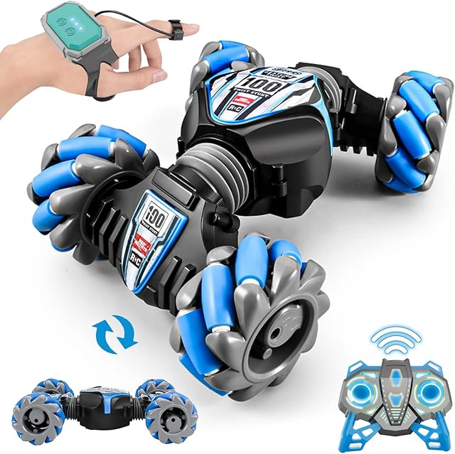 Growinlove Remote Control Car RC Stunt Car Toys Remote Control Car for Adults, 4WD 2.4GHz Hand Controlled RC Car with Light Music, Gesture Sensing RC Stunt Car Transform Off Road for Rotating
