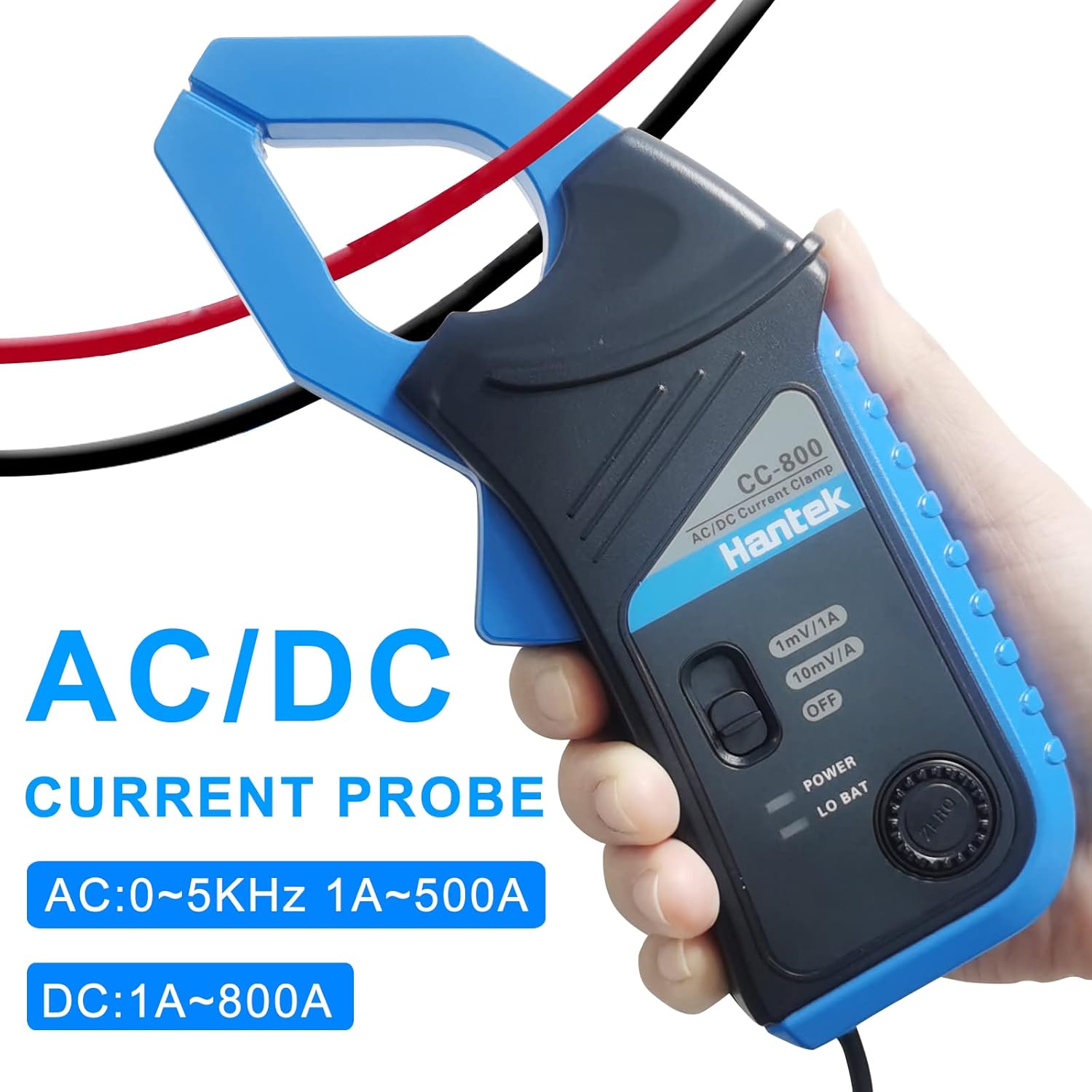 CC-800 AC/DC Current Clamp, 5kHz Bandwidth, 800A Clamp Meter for Oscilloscope with BNC/Banana Type Connector
