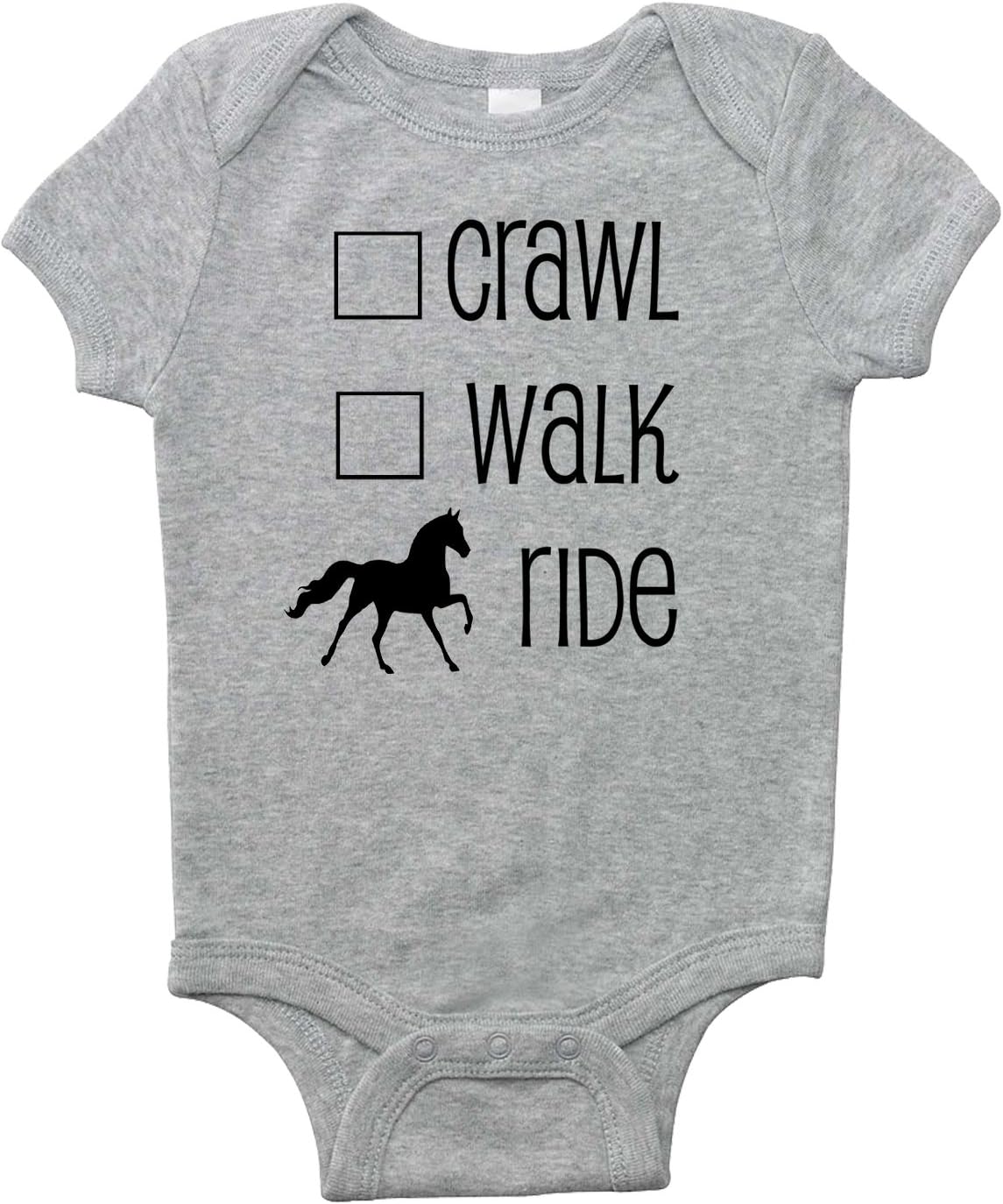 Crawl, Walk, Ride Baby Horse Onesie for Infant Boys & Girls - Equestrian Pony Bodysuit Gift