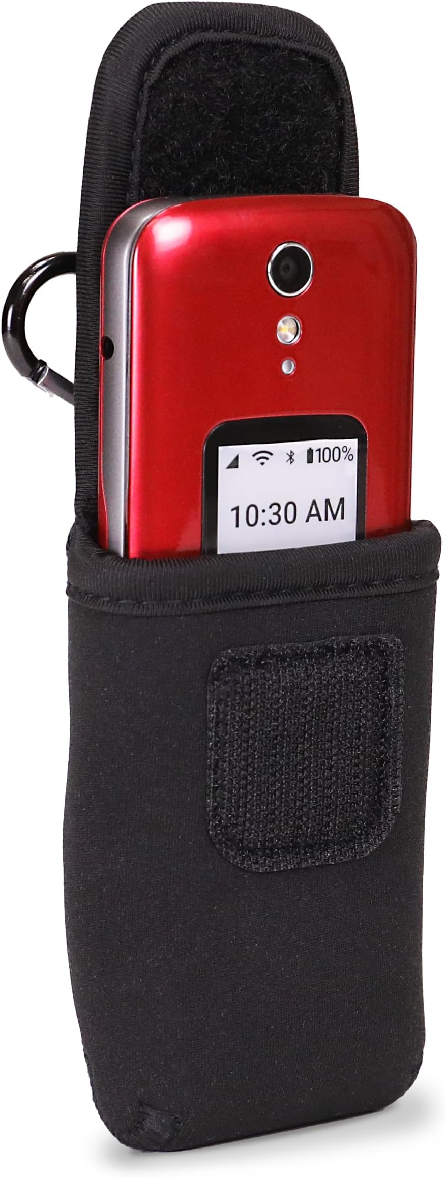 – USA Gear Flip Phone Case Belt Pouch Compatible with Jitterbug Flip 2, Alcatel GO Flip, Nokia 2780 Flip, Tracfone TCL Flip 2, and More - Neoprene Phone Pouch, Belt Loop, Carabiner Clip, Easy Access