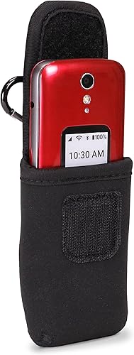USA Gear Funda de cinturón para teléfono compatible con Jitterbug 2, Alcatel GO, Nokia 2780, Tracfone TCL 2, Artfone G3 y más – Bolsa de neopreno