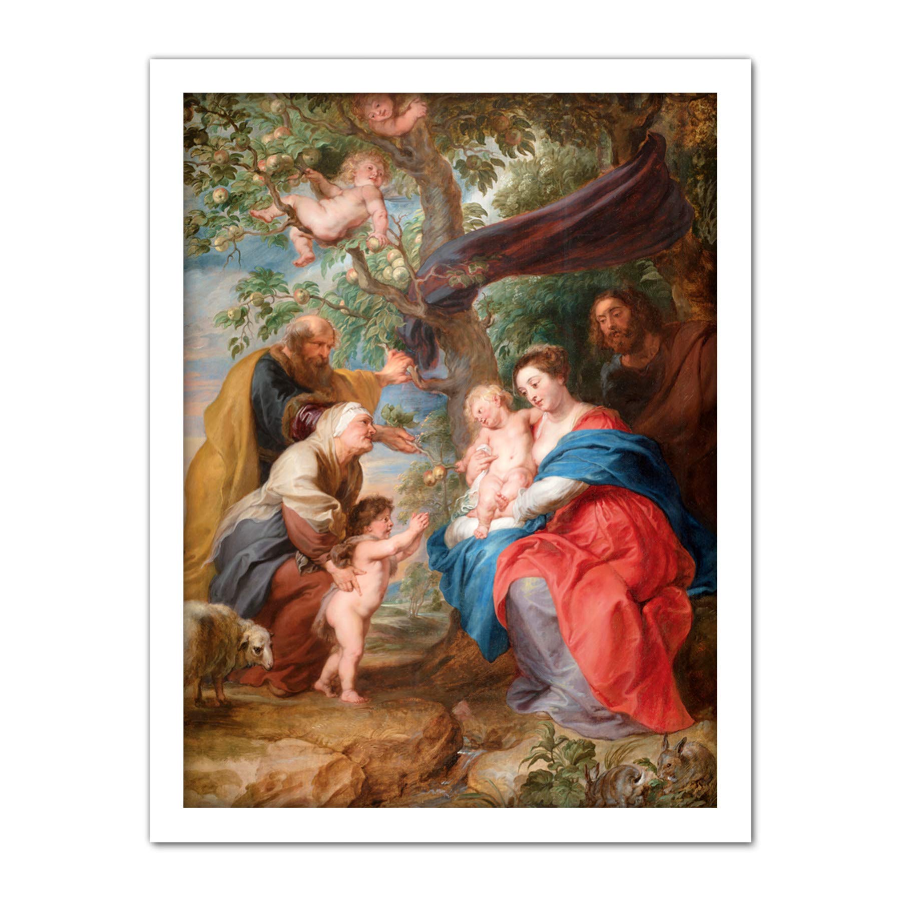 Artery8 Rubens The Holy Family Under An Apple Tree Painting Artwork Framed Wall Art Print 18X24 Inch