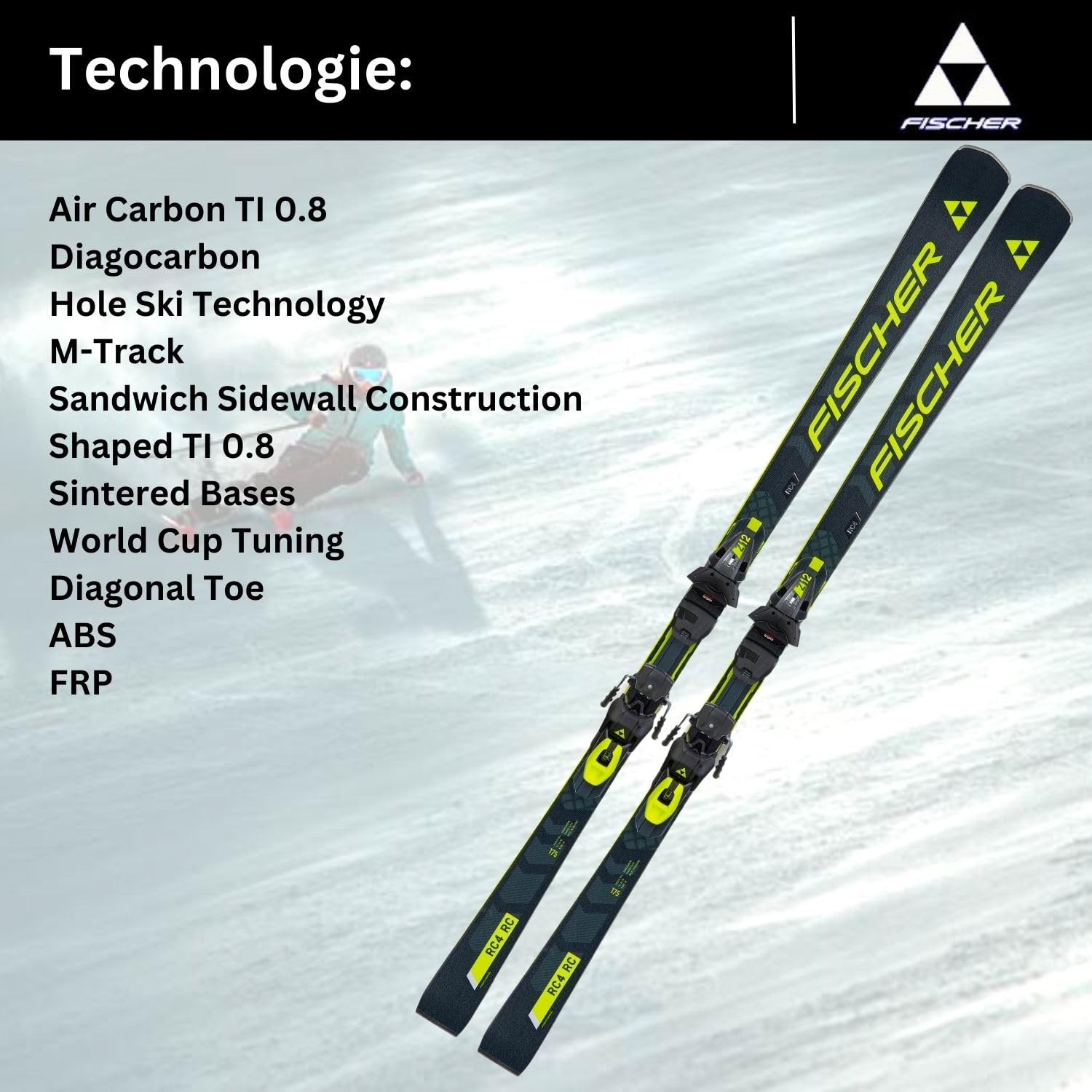 Fischer RC4 WC RC MT 175 cm Carving Alpine Skis with RC4 Z12 Z3.5 
