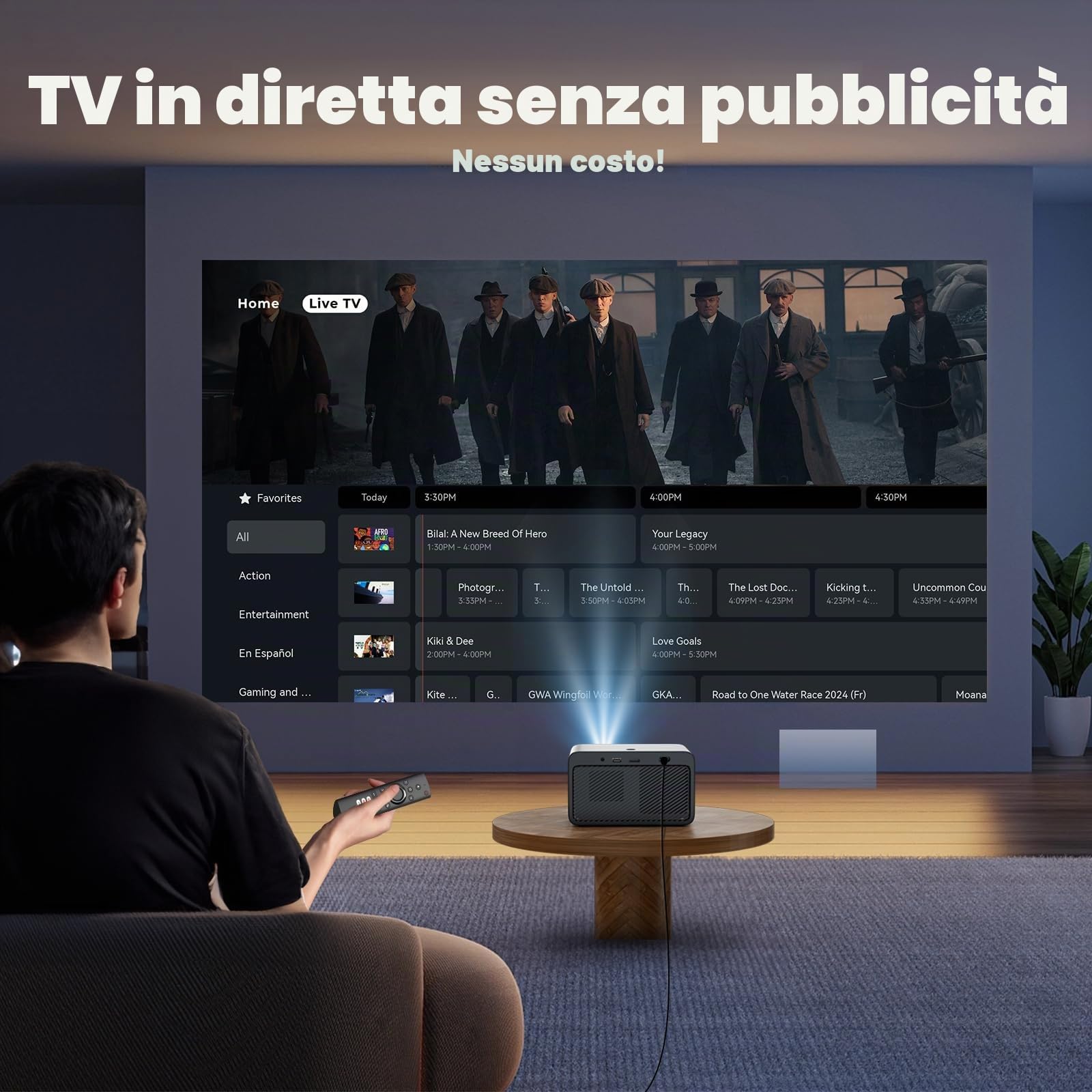 Proiettore 4K [800+ app per Netflix, browser e TV in diretta, configurazione AI Car e controllo CEC] Full HD 1080P 1300 ANSI Lisowod Smart Projector con WiFi 6, Bluetooth 5.2, Dolby Audio, Home Cinema