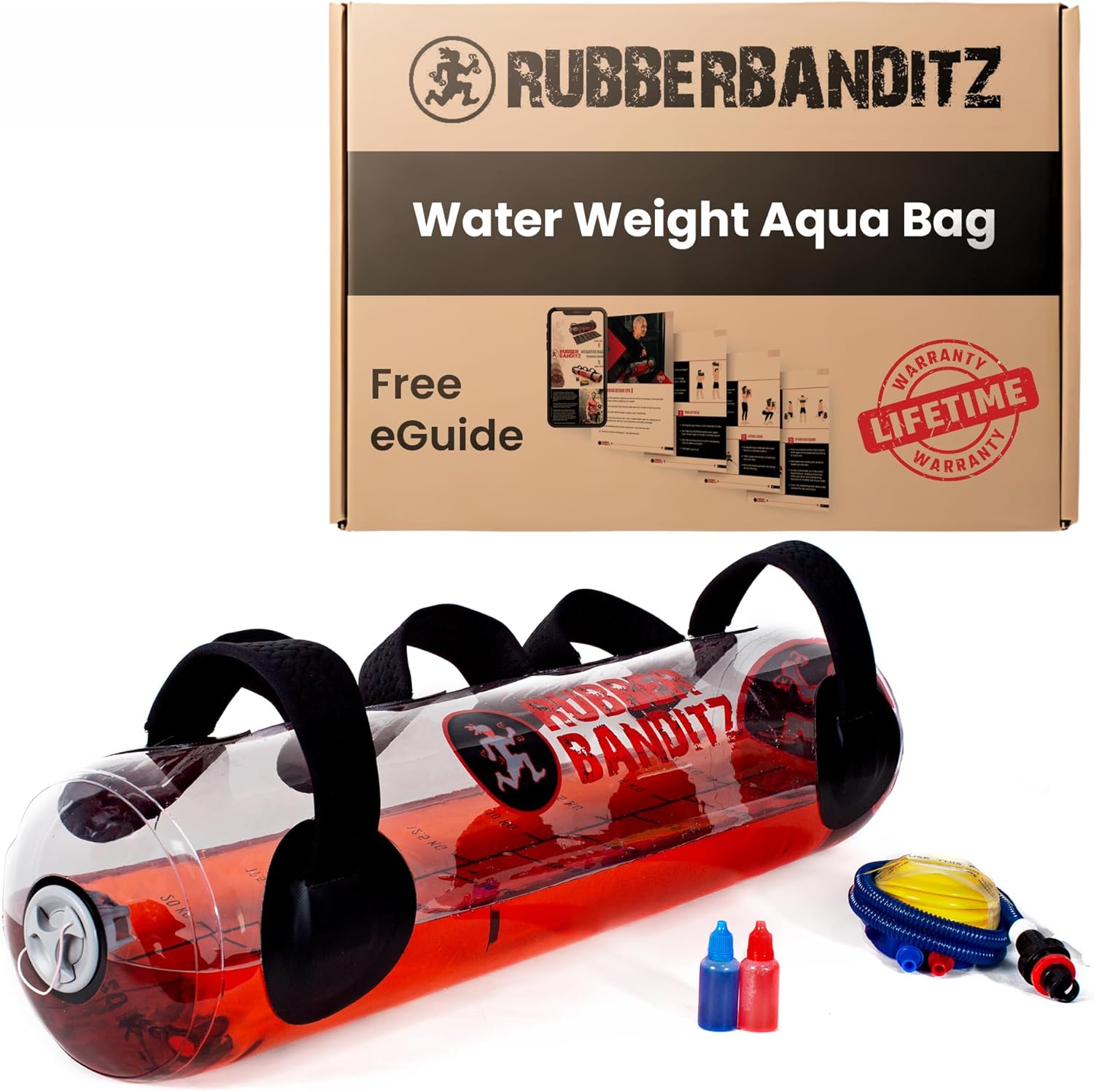 RubberBanditz Water Weight Aqua Bag, Aquatic exercise equipment, Hydro Core Training Bag for Balance, Strength, Portable Water Aerobics Equipment & Outdoor Workout Gear, Aqua Training & Weight Lifting