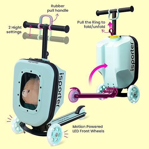 Miniatura 6 de iSporter K3 - Patinetes de equipaje para niños de 2-5 o 3-5, scooter para niños y niñas de 2 años en adelante con ruedas iluminadas, plegable y