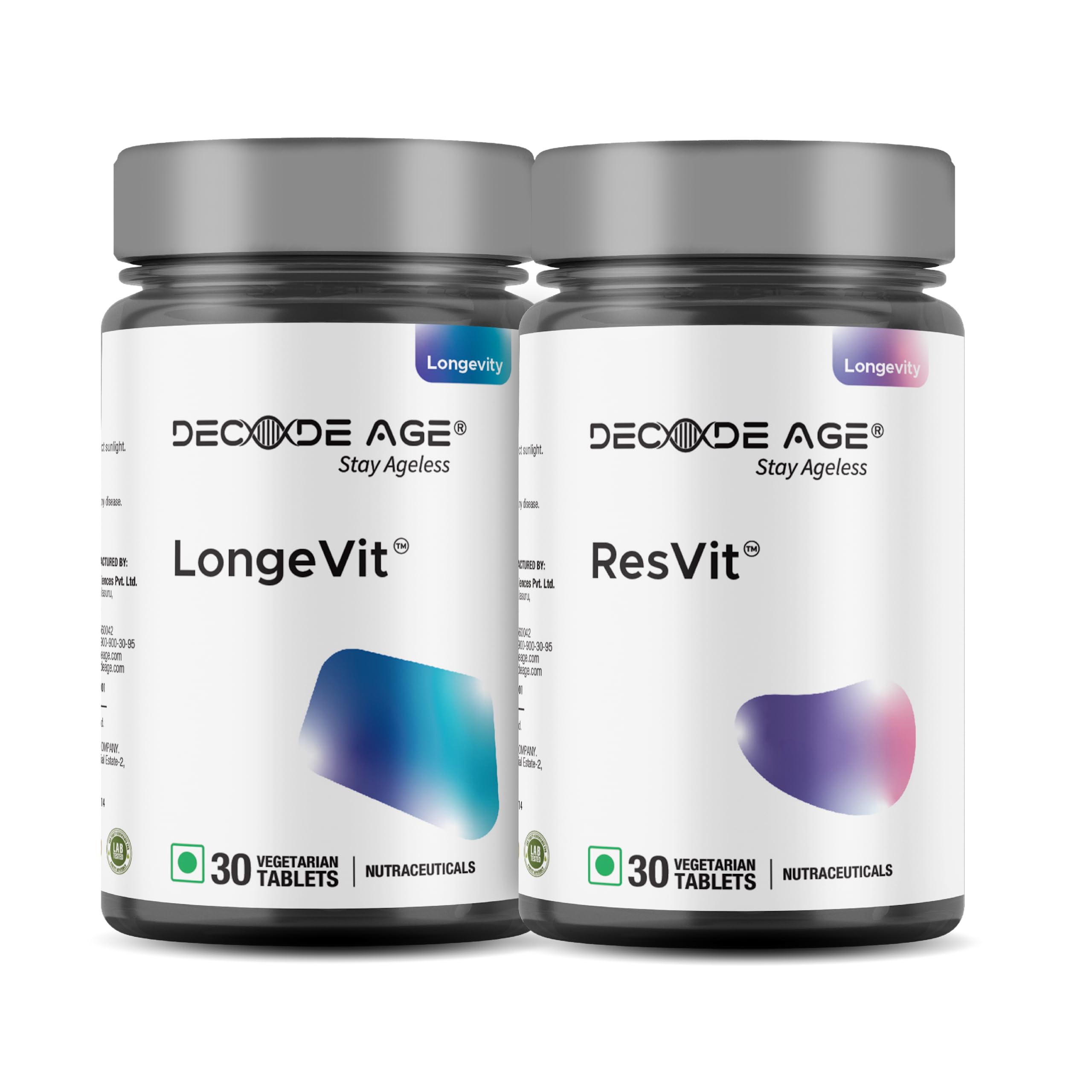 Decode Age LongeVit & ResVit | Combo for Healthy Ageing | Boosts Energy | Antioxidant Blend | Metabolic Health (60 Veg Tablets) (B0BR177CPB) Amazon Price History, Amazon Price Tracker
