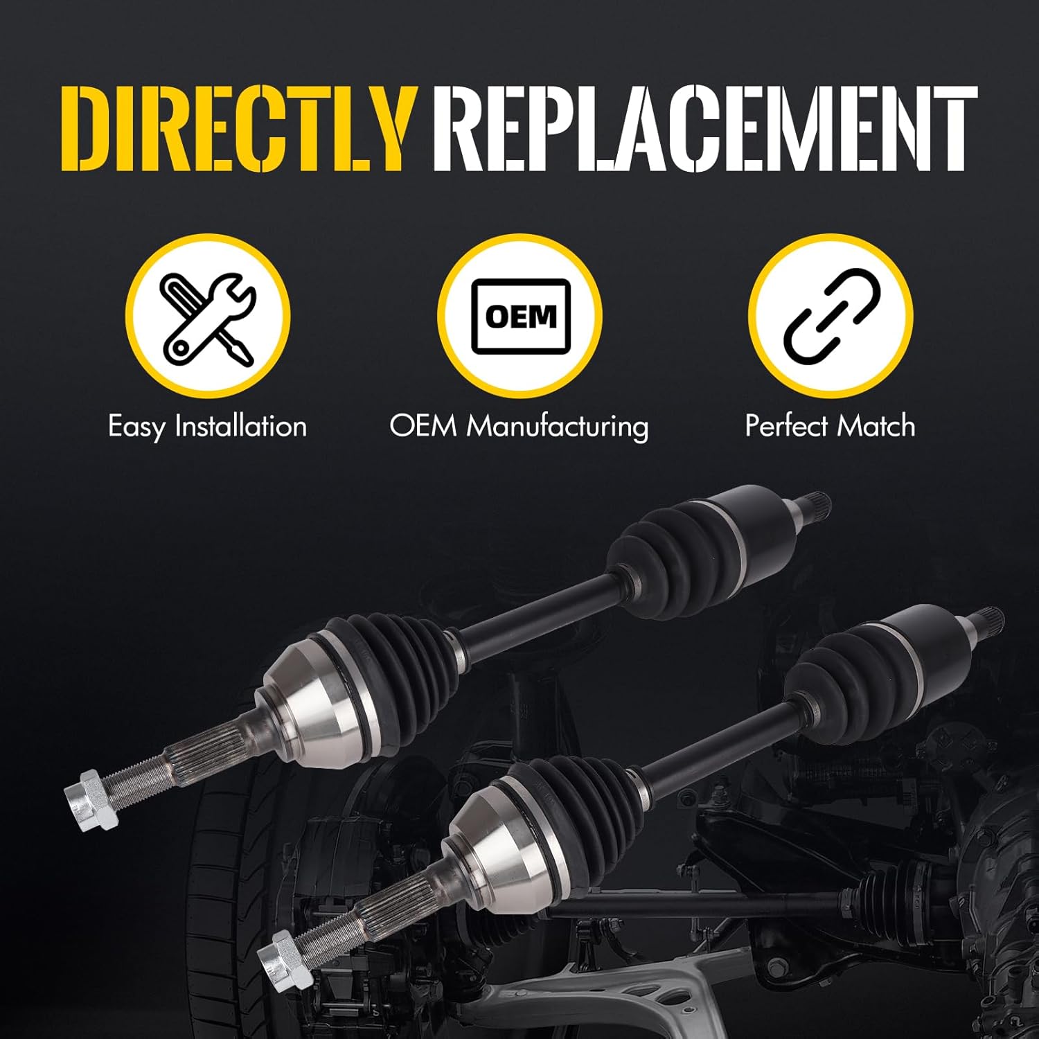 KUSATEC CV Axle Shaft Assembly Compatible with Buick Rainier Chevy Trailblazer EXT 2002-2009;GMC Envoy XL XUV;Isuzu Ascender;Oldsmobile Bravada Saab 9-7x, Front side, Replace# 66-1345