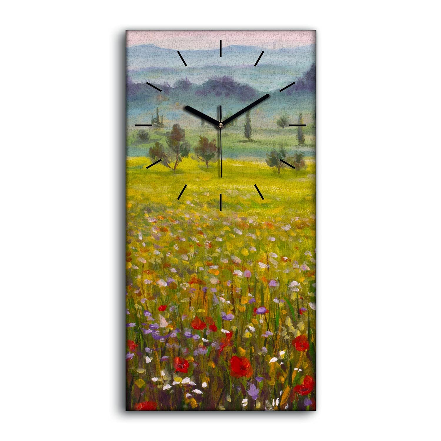 Horloge sur toile silencieuse et déco murale Toscane sans tic-tac 30x60cm