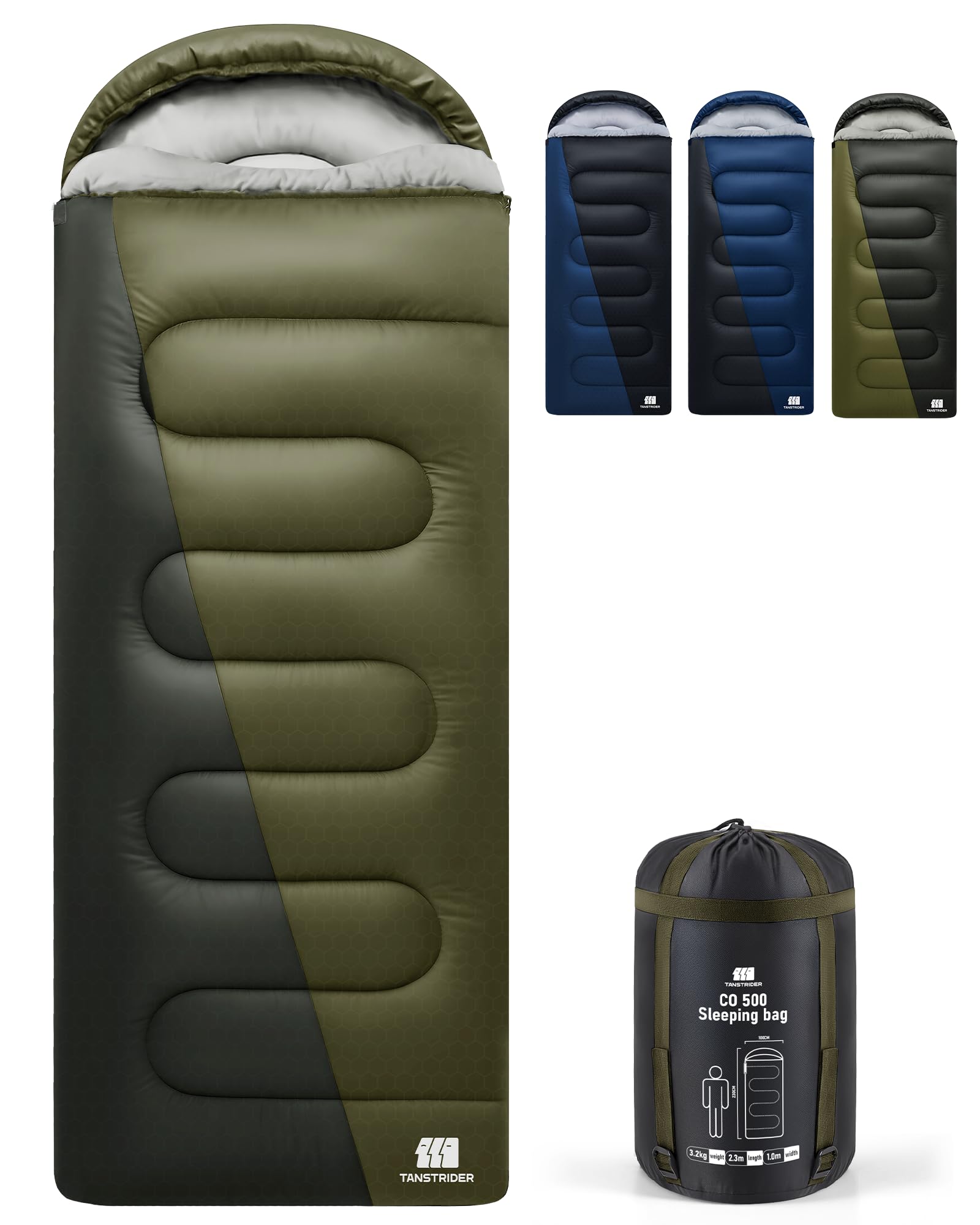 TANSTRIDER XXL Winter Sleeping Bags for Adults Cold Weather,Camping Sleeping Bag for Kids with Compression Sack,4 Season Camping Essentials Gear for