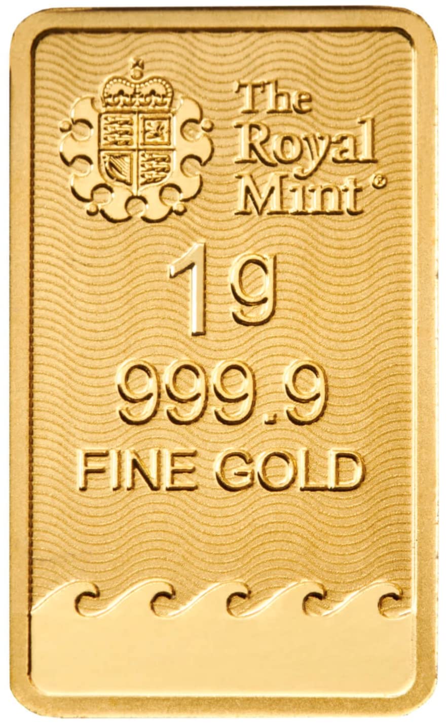 Silvern Metals Britannia 1g Gold Bar - The Royal Mint | 99.99
